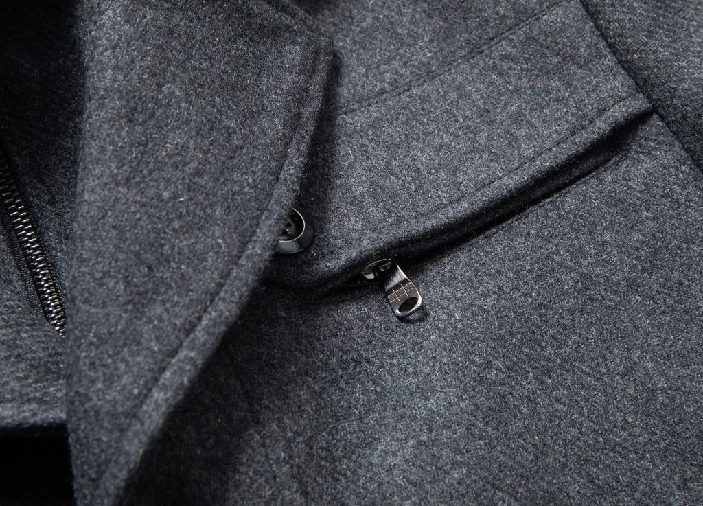 chouyatou Men's Winter Stylish Wool Blend Single Breasted Military Peacoat (Small, Dark Grey)