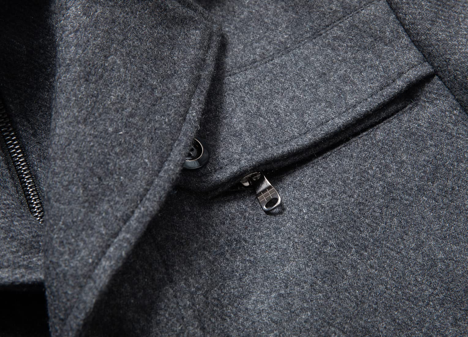 chouyatou Men's Winter Stylish Wool Blend Single Breasted Military Peacoat (Small, Dark Grey)
