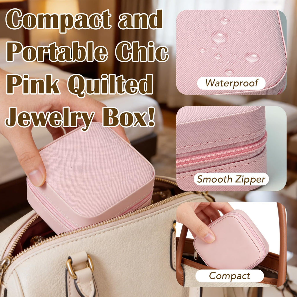 SMUOBT Jewelry Box with Jewelry Set for Women Men - Multi-Layer Organizer Storage Case with Mirror, Necklace Bracelet Hoop/Stud Earrings Rings Gift Set for Her Him, Unique Birthday Party Gift