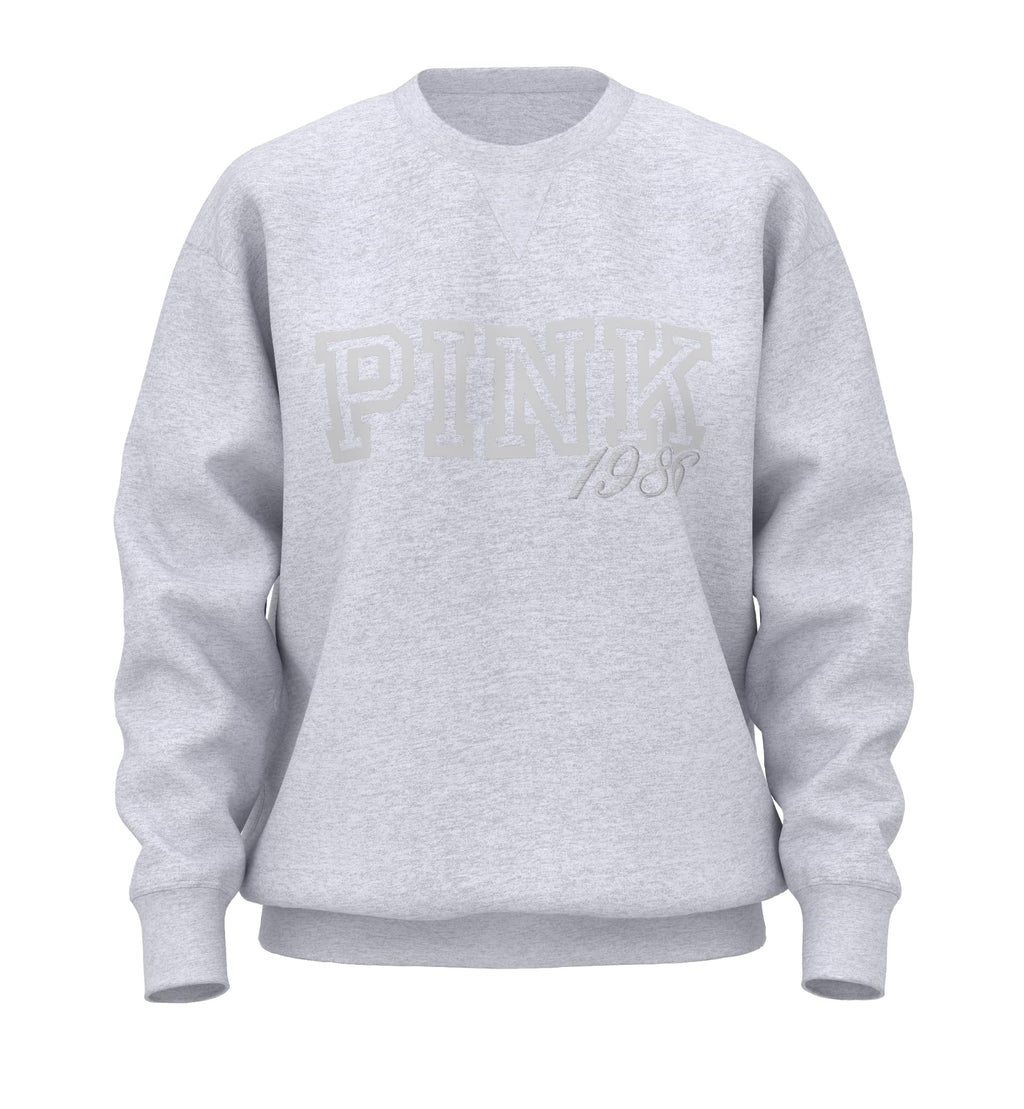 Victoria's Secret Women's PINK Campus Fleece Oversized Crew Sweatshirt, VS Medium Grey Heather, (M)