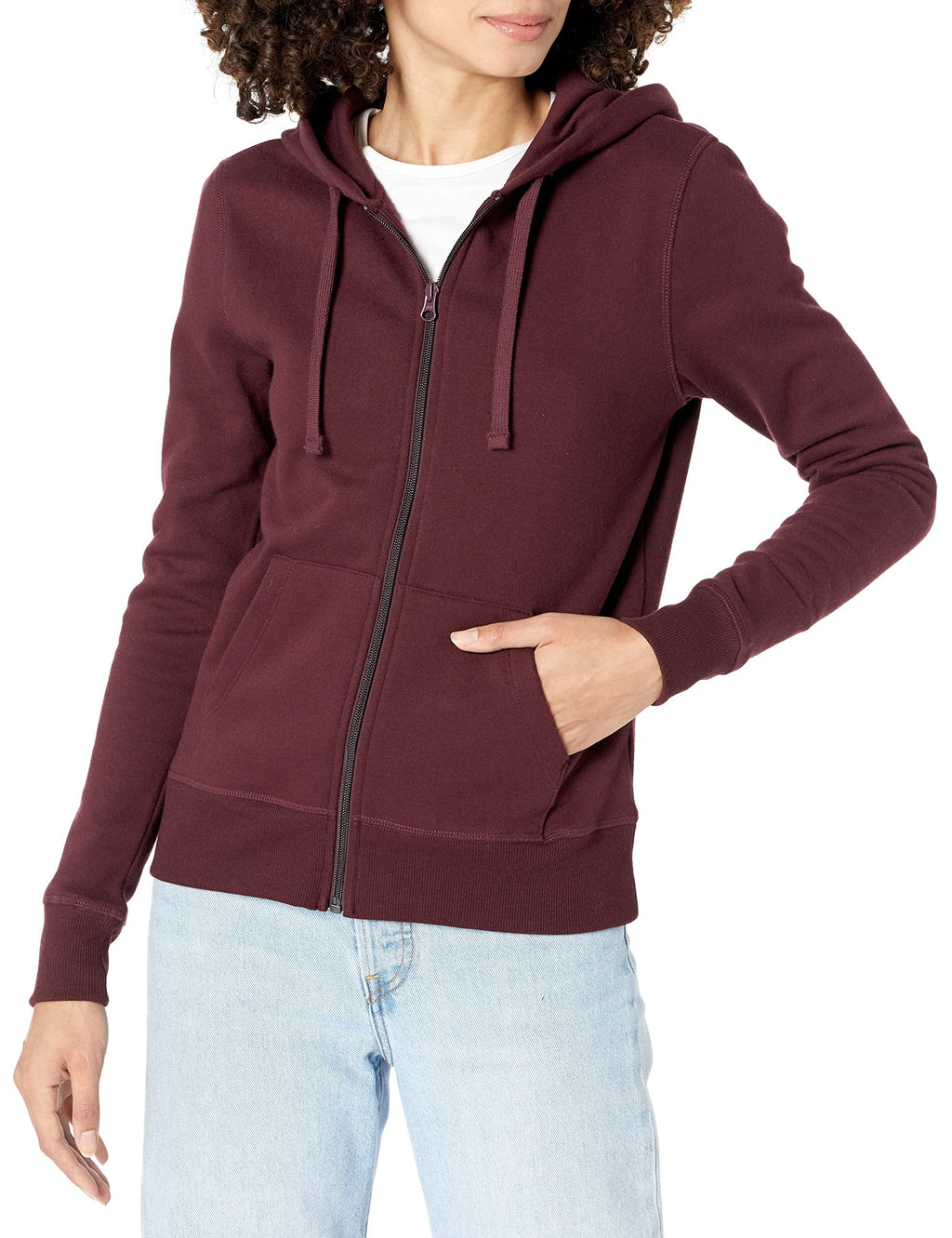 Amazon Essentials Women's Fleece Full-Zip Hoodie (Available in Plus Size), Burgundy, X-Large