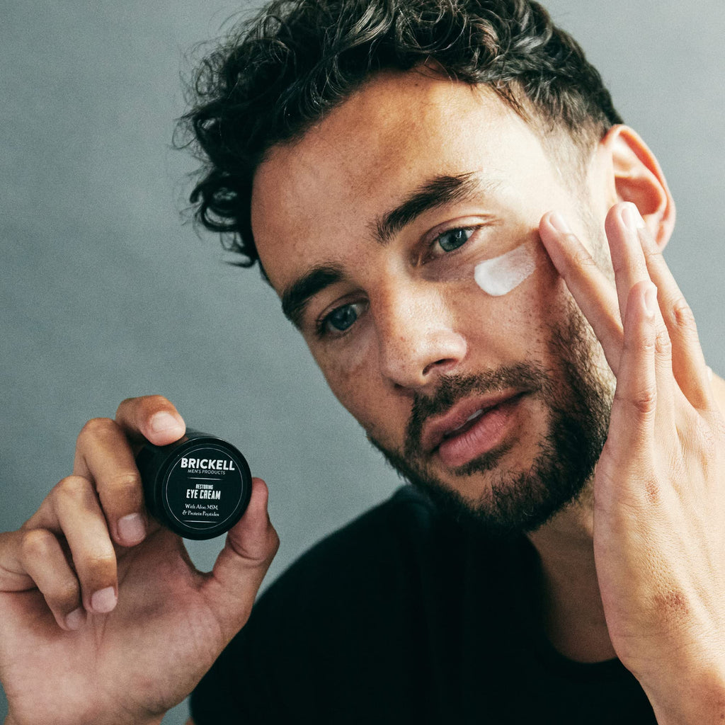 Brickell Men's Complete Defense Anti Aging Routine, Night Face Cream, Day & Night Serum, Facial Moisturizer w/SPF & Eye Cream, With Hyaluronic Acid, Peptides, and Vitamin C, Scented