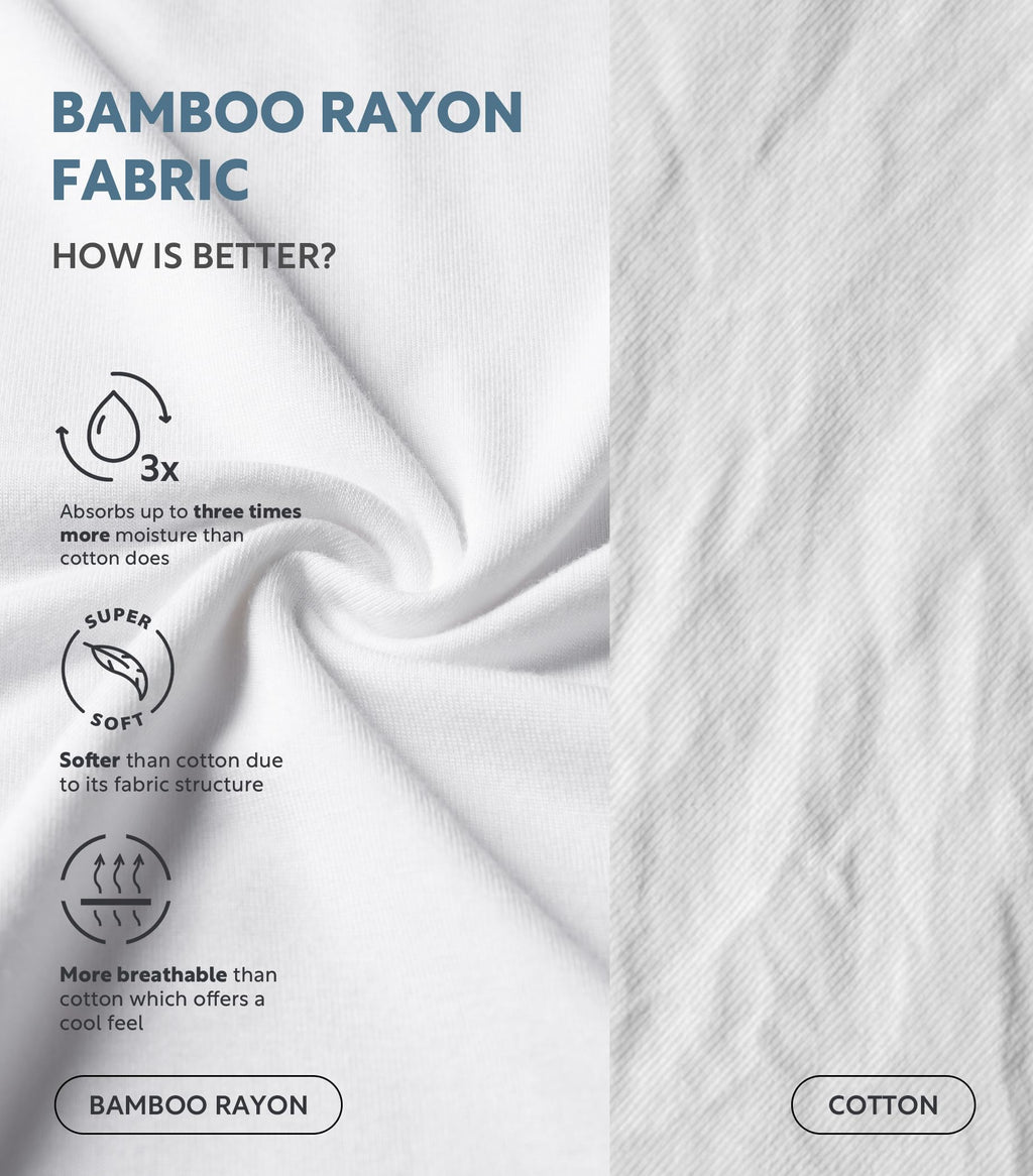DAVID ARCHY Men's Undershirt Bamboo Rayon Moisture-Wicking White T-Shirts Stretch V-Neck Tees for Men, 3-Pack (XL, White)