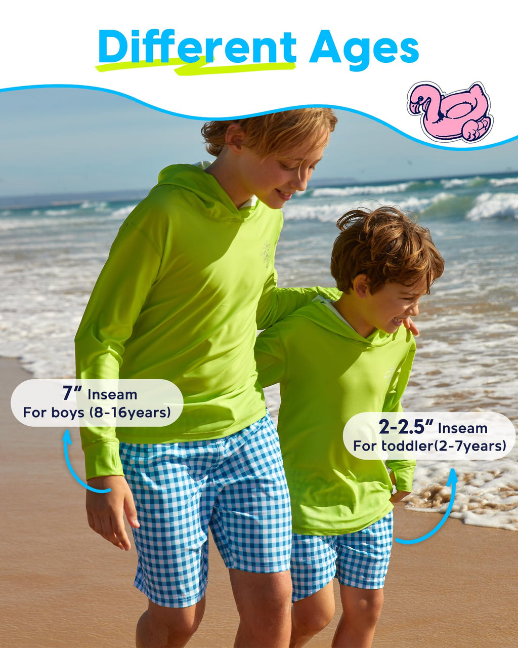 maamgic Boys Swim Trunks with Compression Liner Toddler Boy Swimsuit Quick Dry 4-Way Stretch Swimming Trunks Ice Cream Ocean Blue 5-6 Years