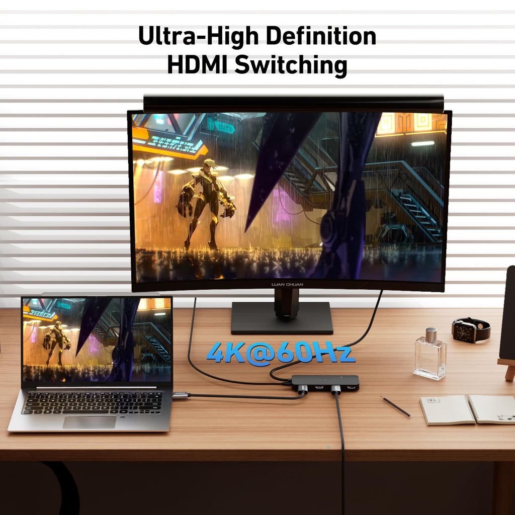 BENFEI HDMI Switch 4 in 1 Out 4K@60Hz, 2K@144Hz, HDCP 2.3 【with Adaptive Equalization Support 10M HDMI Transmit】 Compatible for PS5/4, Xbox, Roku, FireStick, Switch