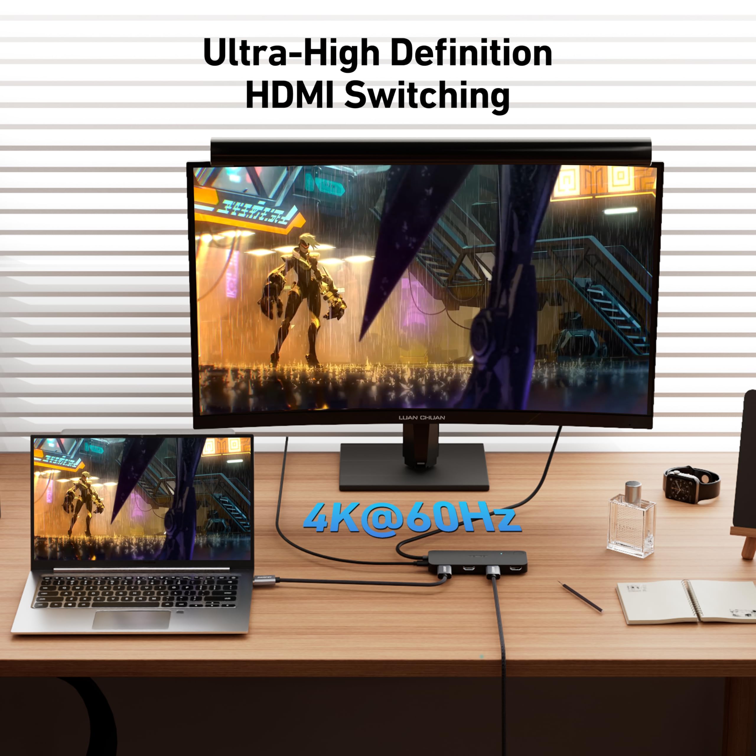 BENFEI HDMI Switch 4 in 1 Out 4K@60Hz, 2K@144Hz, HDCP 2.3 【with Adaptive Equalization Support 10M HDMI Transmit】 Compatible for PS5/4, Xbox, Roku, FireStick, Switch