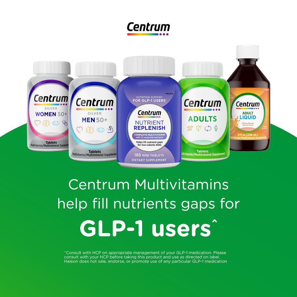 Centrum Silver Multivitamin for Adults 50 Plus, Multivitamin/Multimineral Supplement, Vitamin D3, B Vitamins, Gluten Free, Non-GMO Ingredients, Supports Memory and Cognition in Older Adults - 220 Ct