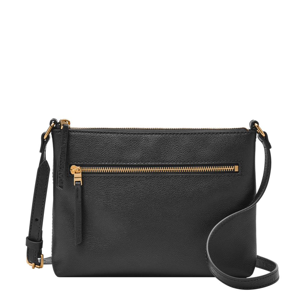 Fossil Women's Fiona Leather Large Crossbody Purse Handbag, Black (Model: ZB7267001)