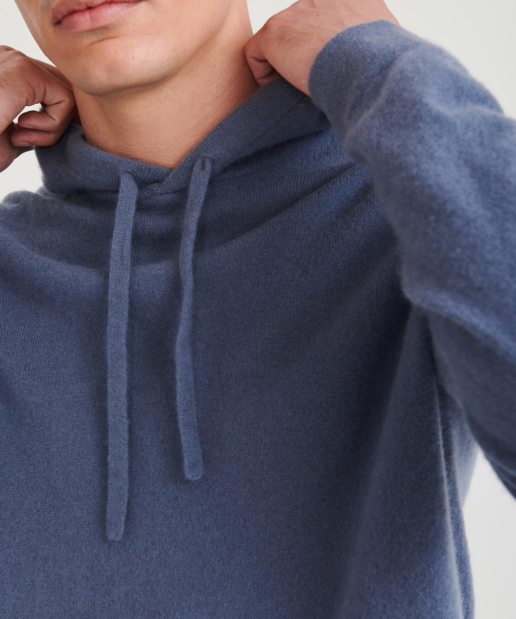 NAADAM Mens The Off-Duty Cashmere Hoodie Slate Blue