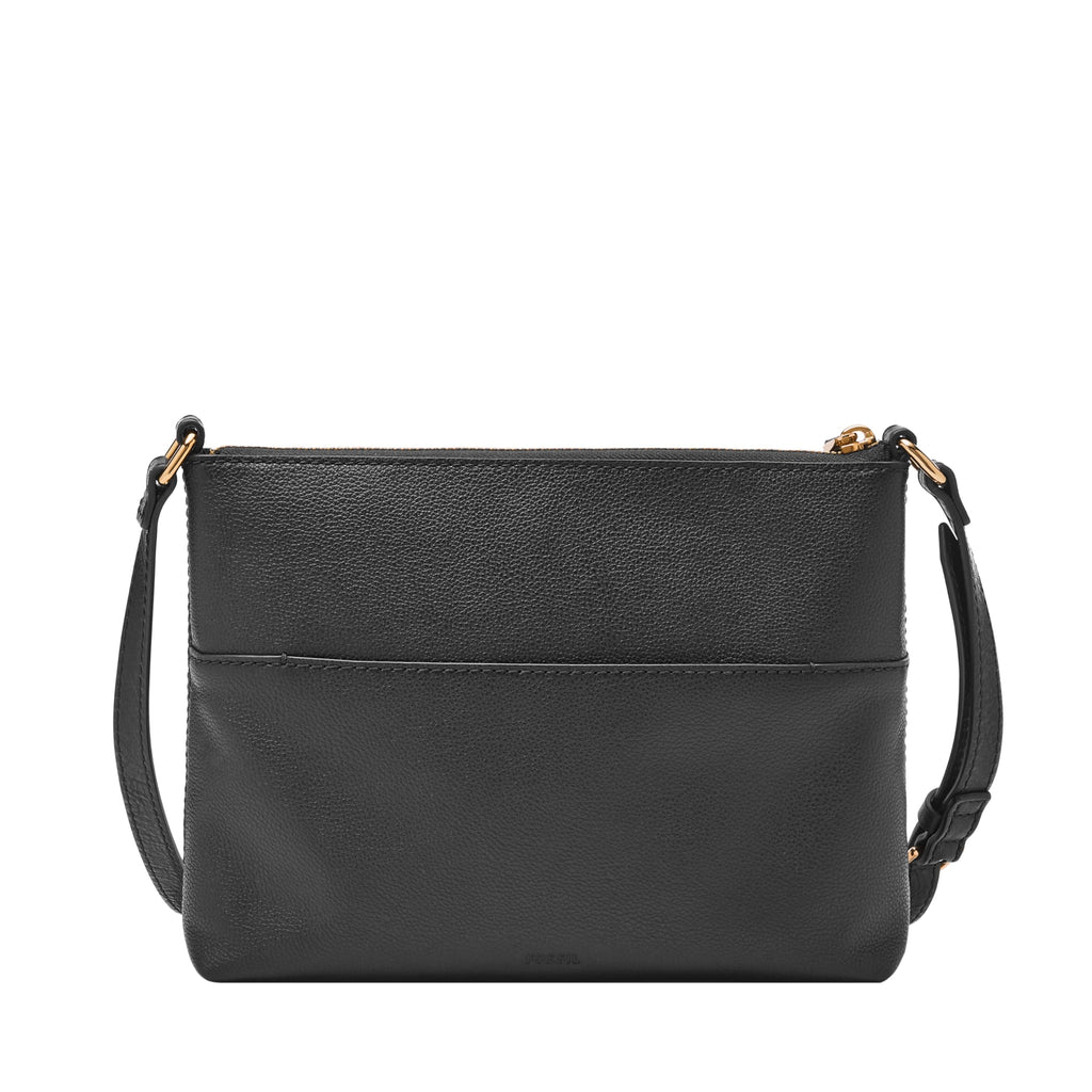 Fossil Women's Fiona Leather Large Crossbody Purse Handbag, Black (Model: ZB7267001)