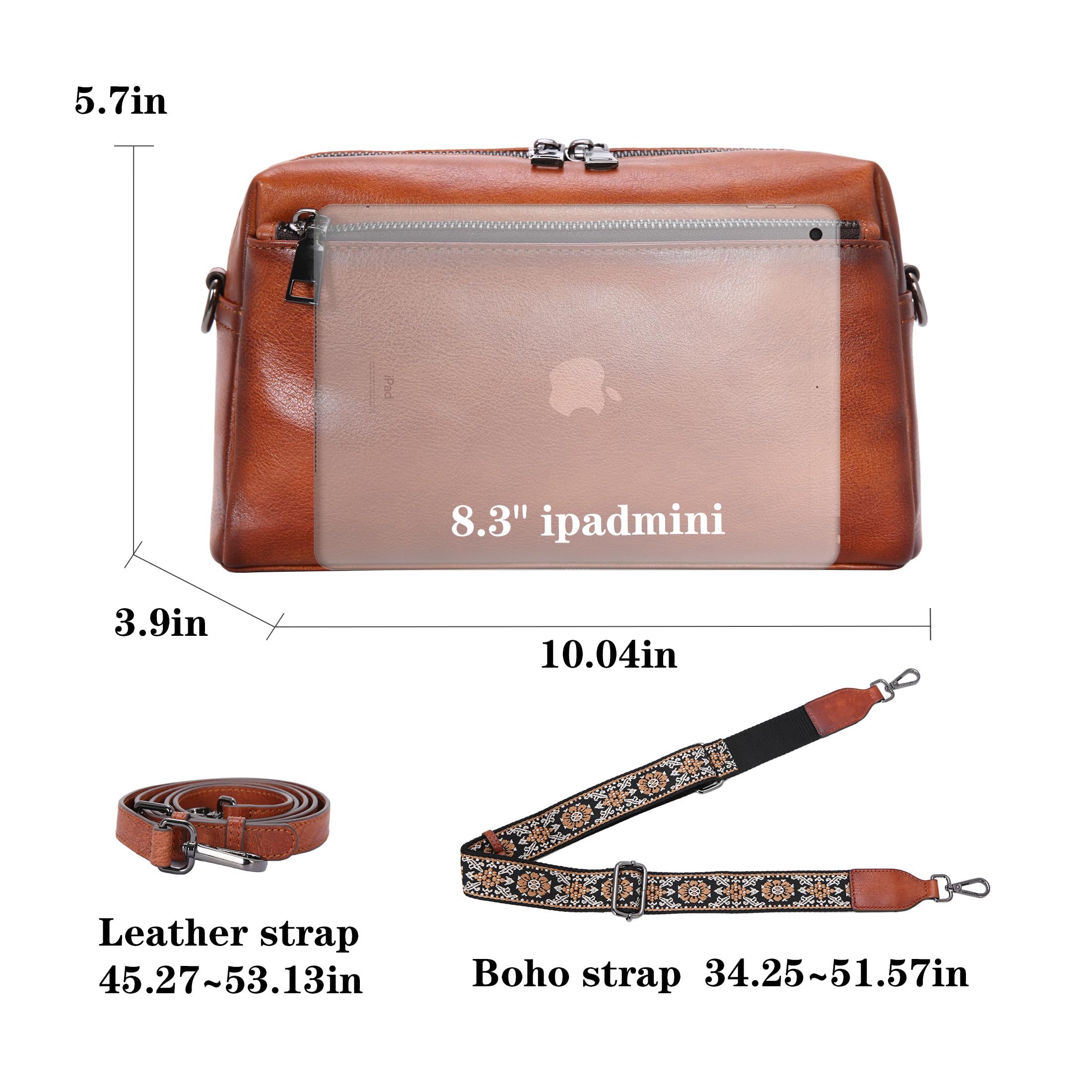 HESHE Small Leather Crossbody Bags for Women Hobo Shoulder Handbags(BN)