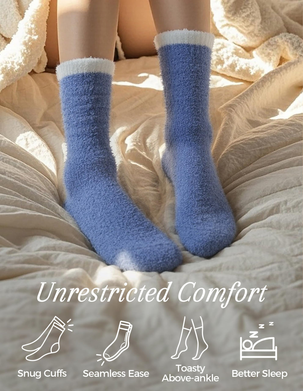 TEHOOK Fuzzy Socks for Women, 6 Pairs Warm Soft Fluffy Thick Cozy Plush Winter Socks for Gifts & Stocking Stuffers