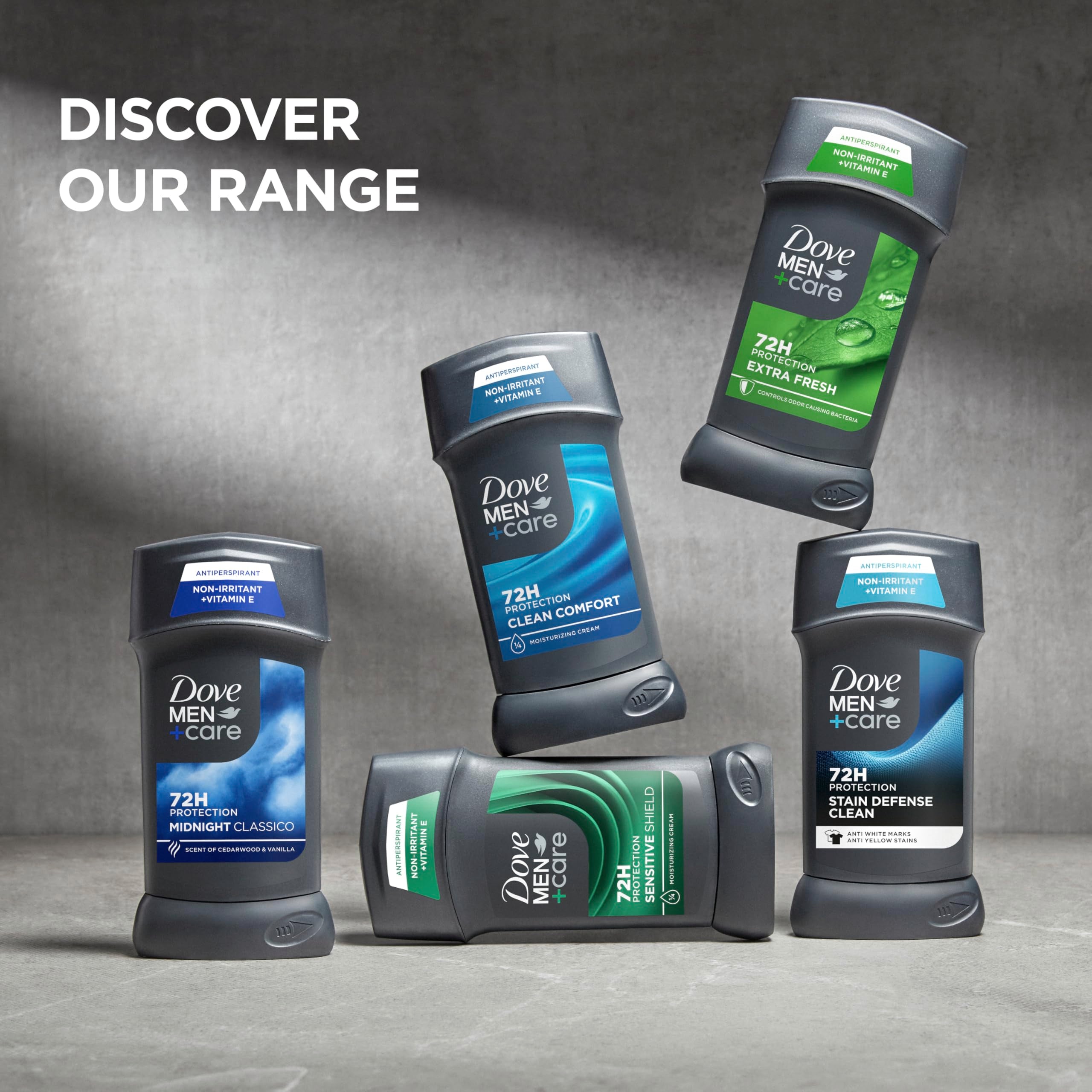 DOVE MEN + CARE Antiperspirant Deodorant Stick for Men 4 Count Extra Fresh with 72-hour Sweat & Odor Protection with 1/4 Moisturizing Cream & Long-lasting Citrus scent 2.7 oz