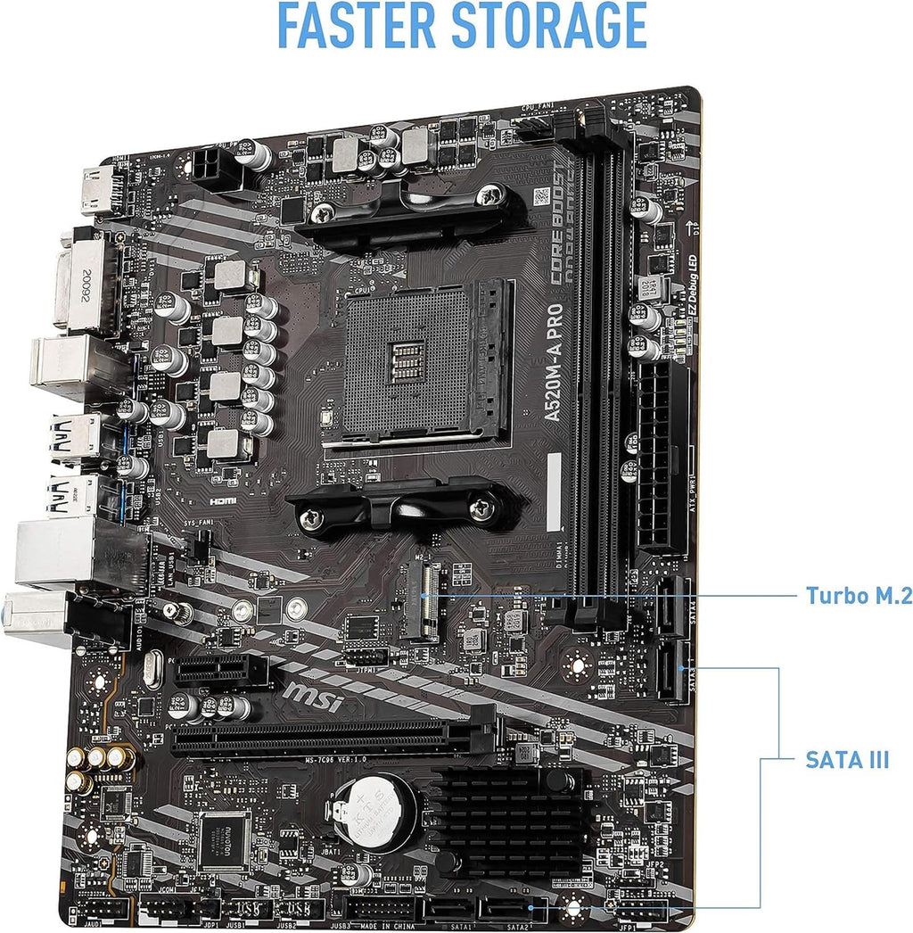 INLAND AMD Ryzen 5 5500 Unlocked Desktop Processor with MSI A520M-A PRO Gaming Motherboard (AMD AM4, DDR4, PCIe 4.0, Micro-ATX),