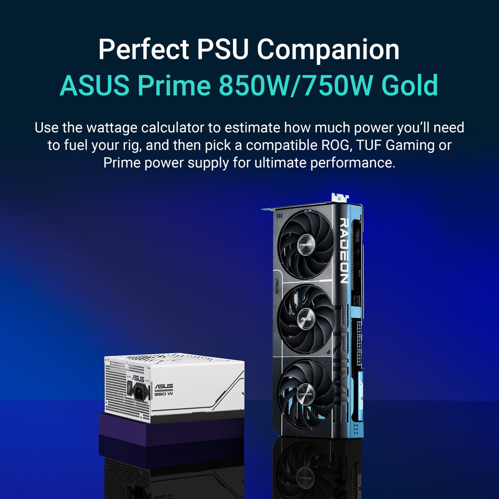 ASUS Prime Radeon™ RX 9070 XT OC Edition Graphics Card, AMD (PCIe 5.0, HDMI/DP 2.1, 2.5-Slot Design, Axial-tech Fans, Ball Bearings, Dual BIOS, GPU Guard)