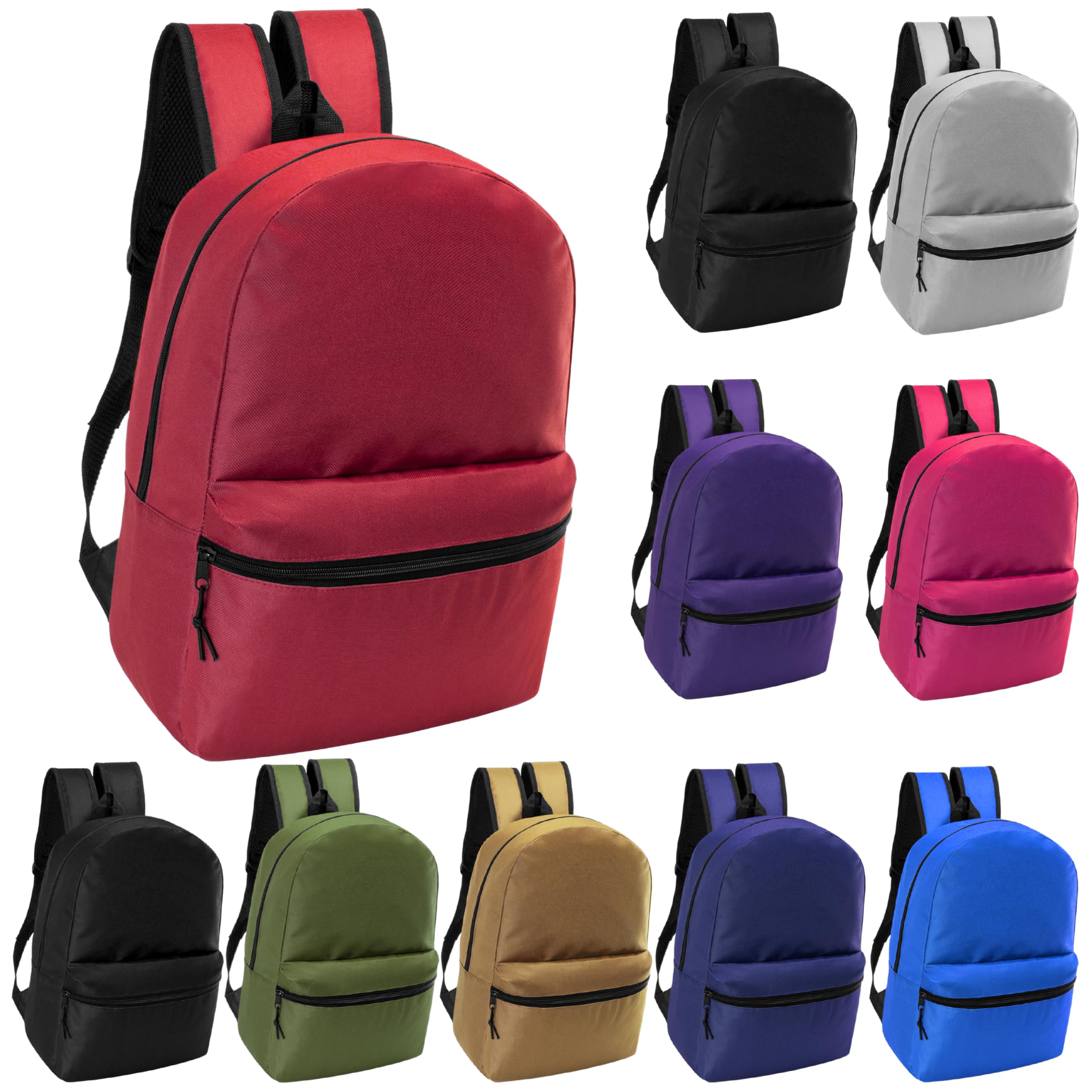 Moda West 10 Pack 17" Bulk School Backpacks for Kids