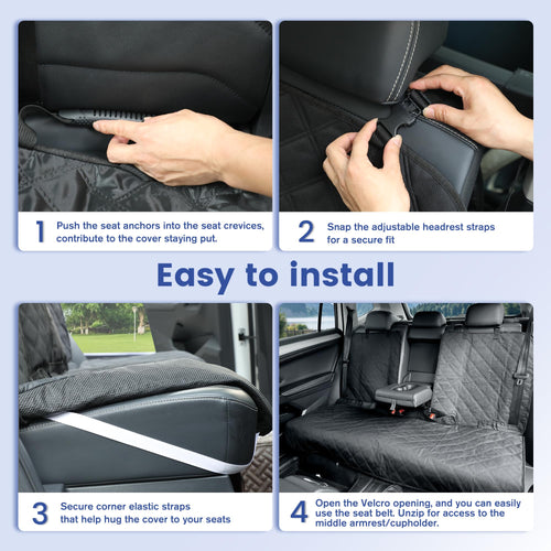 ALLANSING Back Seat Cover - 900D Oxford Waterproof Car Seat Protector, Fits Cars/SUVs/Trucks, Split Bench, Non-Slip, for Messy Kids & Drooling Dogs, Easy Clean(Black)