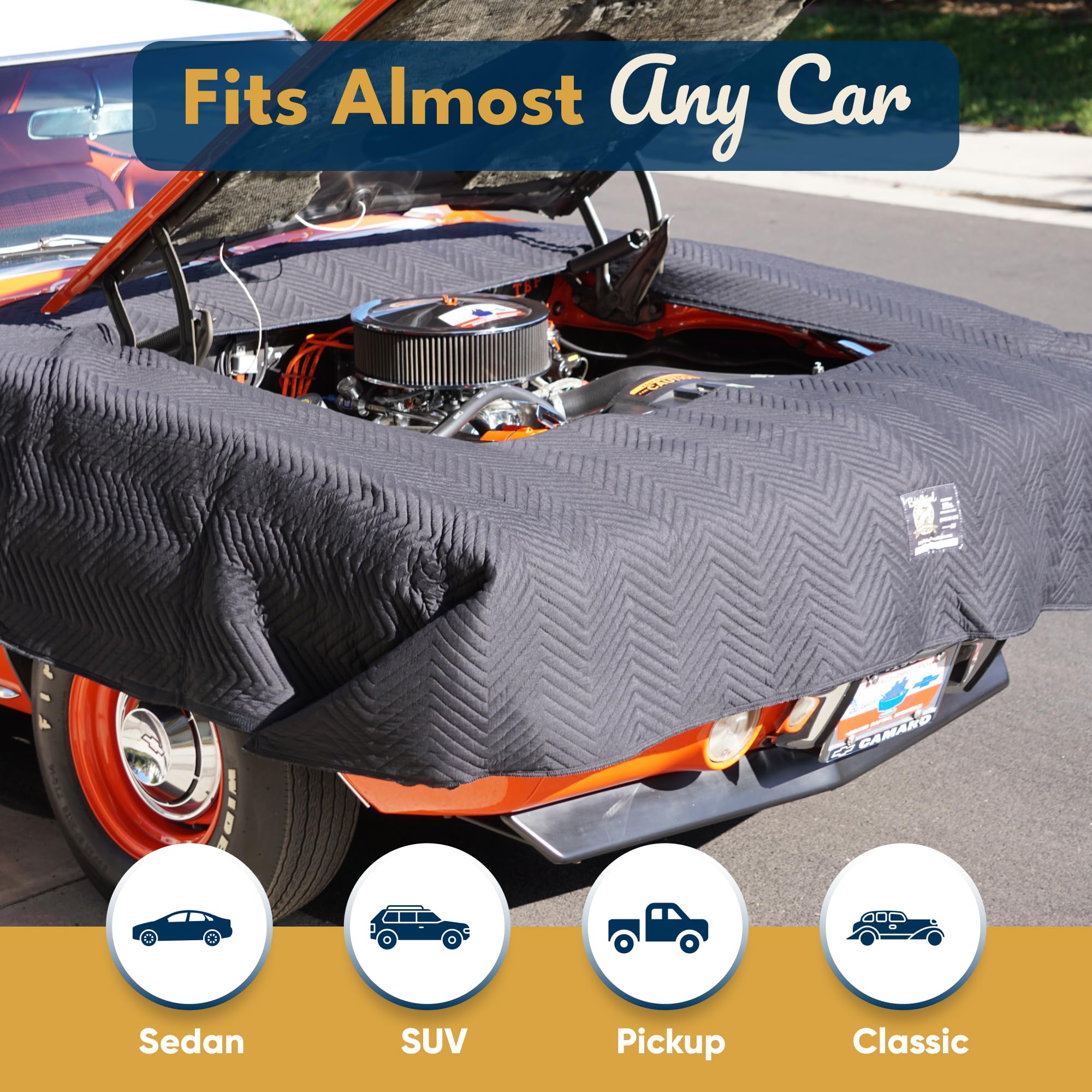 Bob's Original Fender Cover - Complete Engine Compartment Coverage - Fender Covers for Mechanics - Adjustable, Thick and Soft, Fits Multiple Vehicles