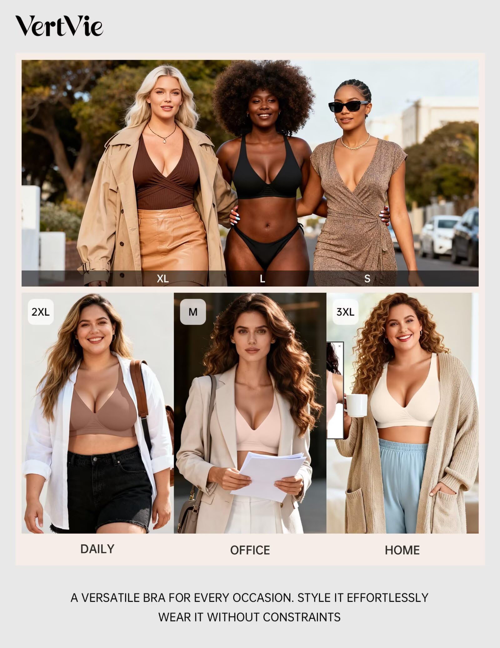 Vertvie Jelly Wireless Bras for Women Push Up Plunge Seamless T-Shirt Bras No Underwire Supportive Full Coverage Bralettes(Black,Medium)