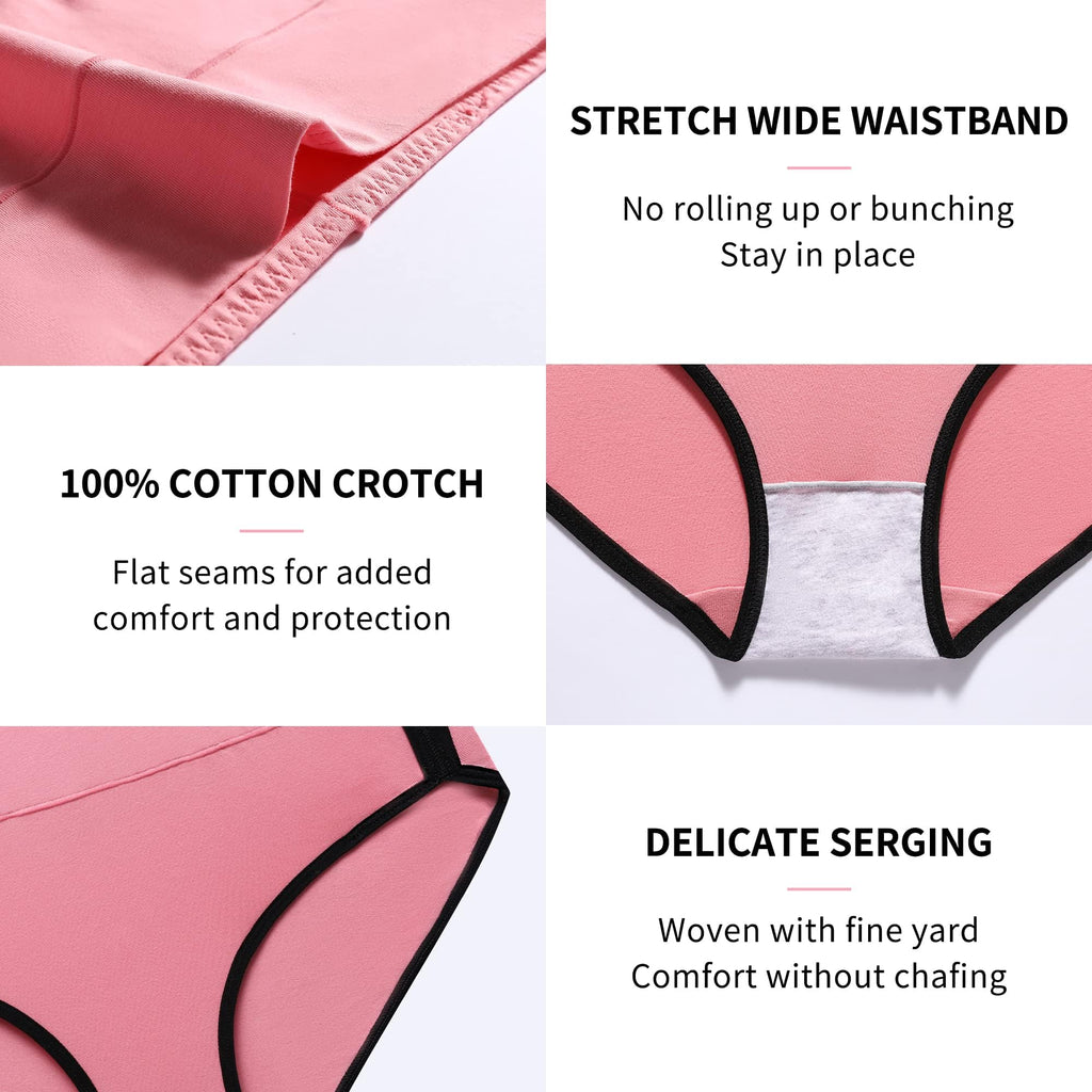 CAILECOTTON Womens Underwear Cotton Underwear for women High Waisted Full Coverage Brief Soft Stretch Breathable Everyday Hipster Ladies Pantie Comfy Briefs - Multi 5 pack