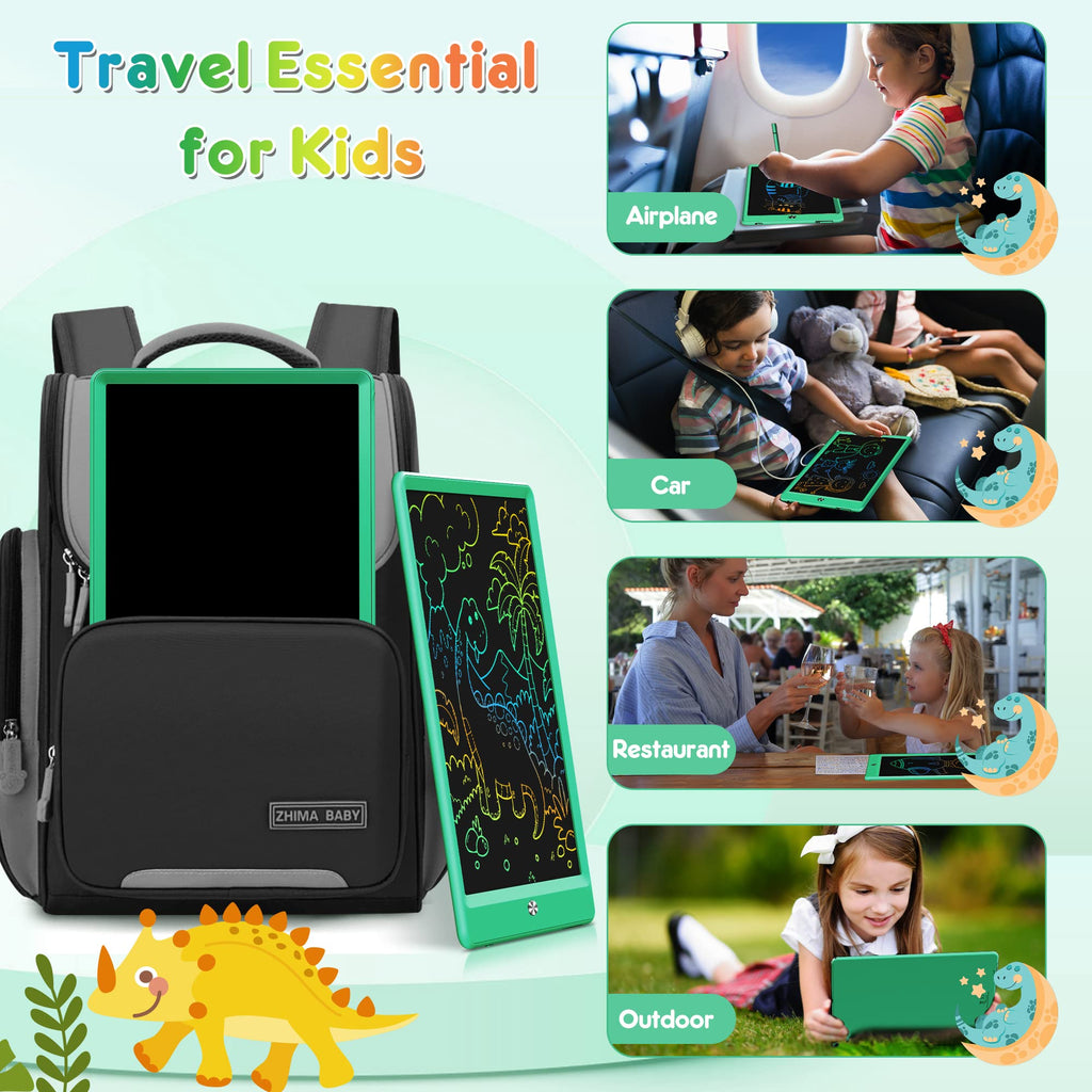 FLUESTON LCD Writing Tablet, Doodle Board Toys Gifts for 3-8 Year Old Girls Boys, 10 Inch Colorful Electronic Board Drawing Pad for Kids, Gifts for Toddler Educational Learning Travel Christmas, Green