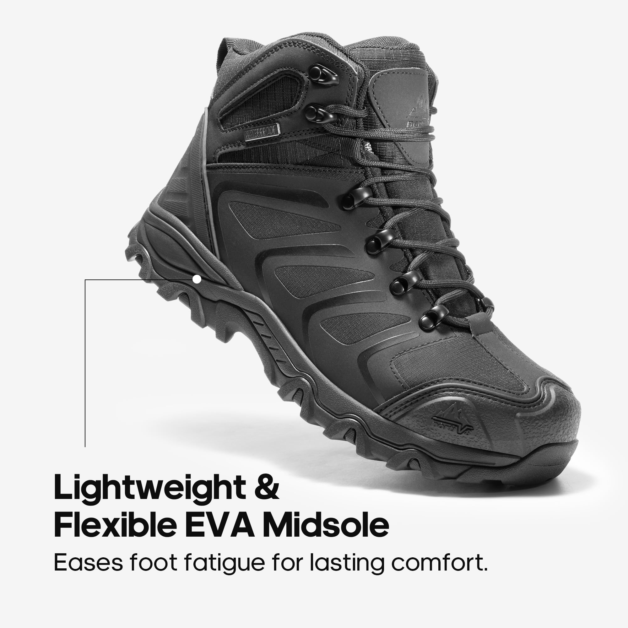 NORTIV 8 Waterproof Work Boots for Men Steel Toe Safety Construction Boots ARMADILLO-STL,Size 11,All Black,160448_M-STEEL