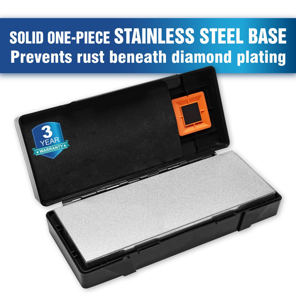 SHARPAL 162N Double-sided Diamond Sharpening Stone Whetstone Knife Sharpener |Coarse 325 / Extra Fine 1200 Grit | Storage Case with NonSlip Base & Angle Guide (8 in. x 3 in.)