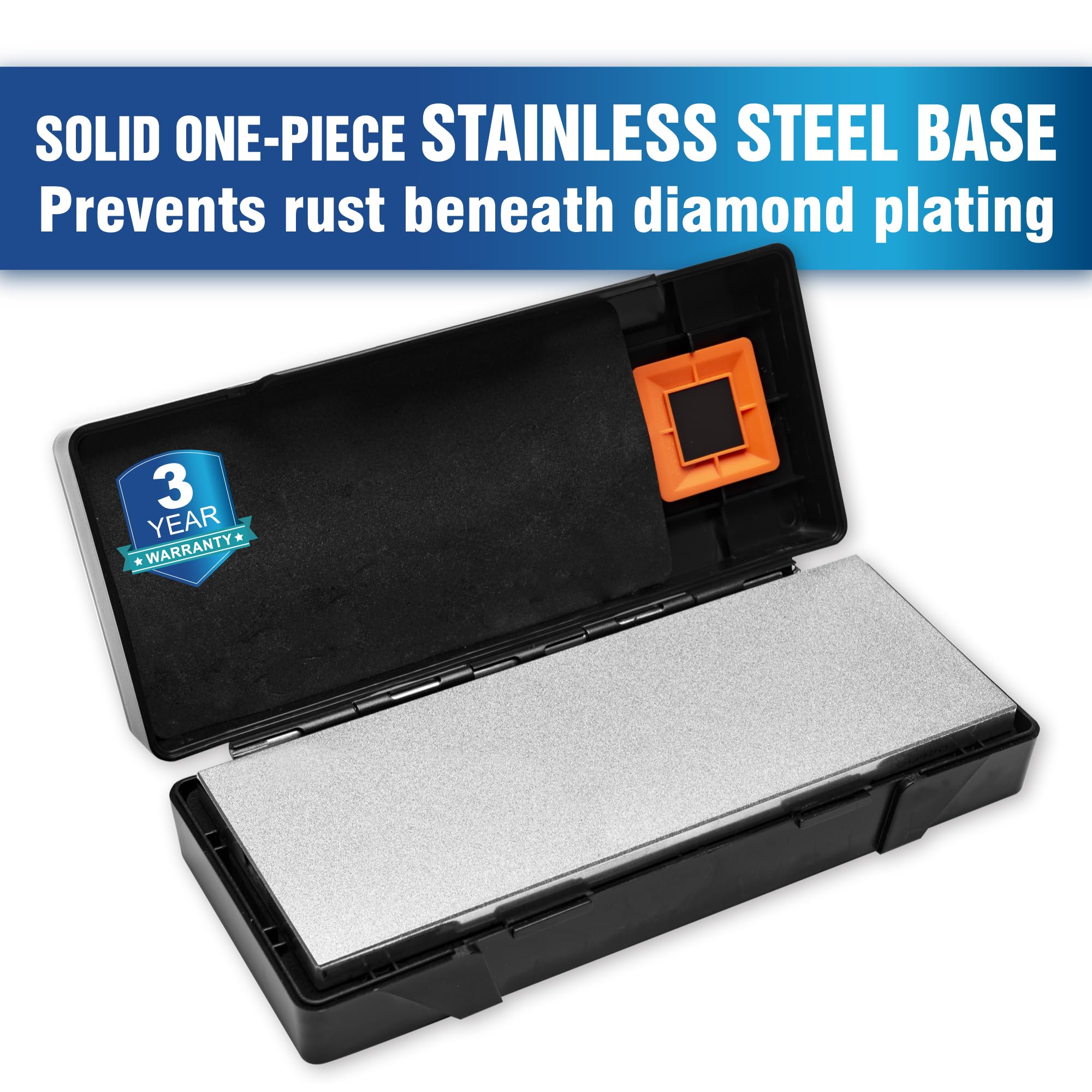 SHARPAL 162N Double-sided Diamond Sharpening Stone Whetstone Knife Sharpener |Coarse 325 / Extra Fine 1200 Grit | Storage Case with NonSlip Base & Angle Guide (8 in. x 3 in.)