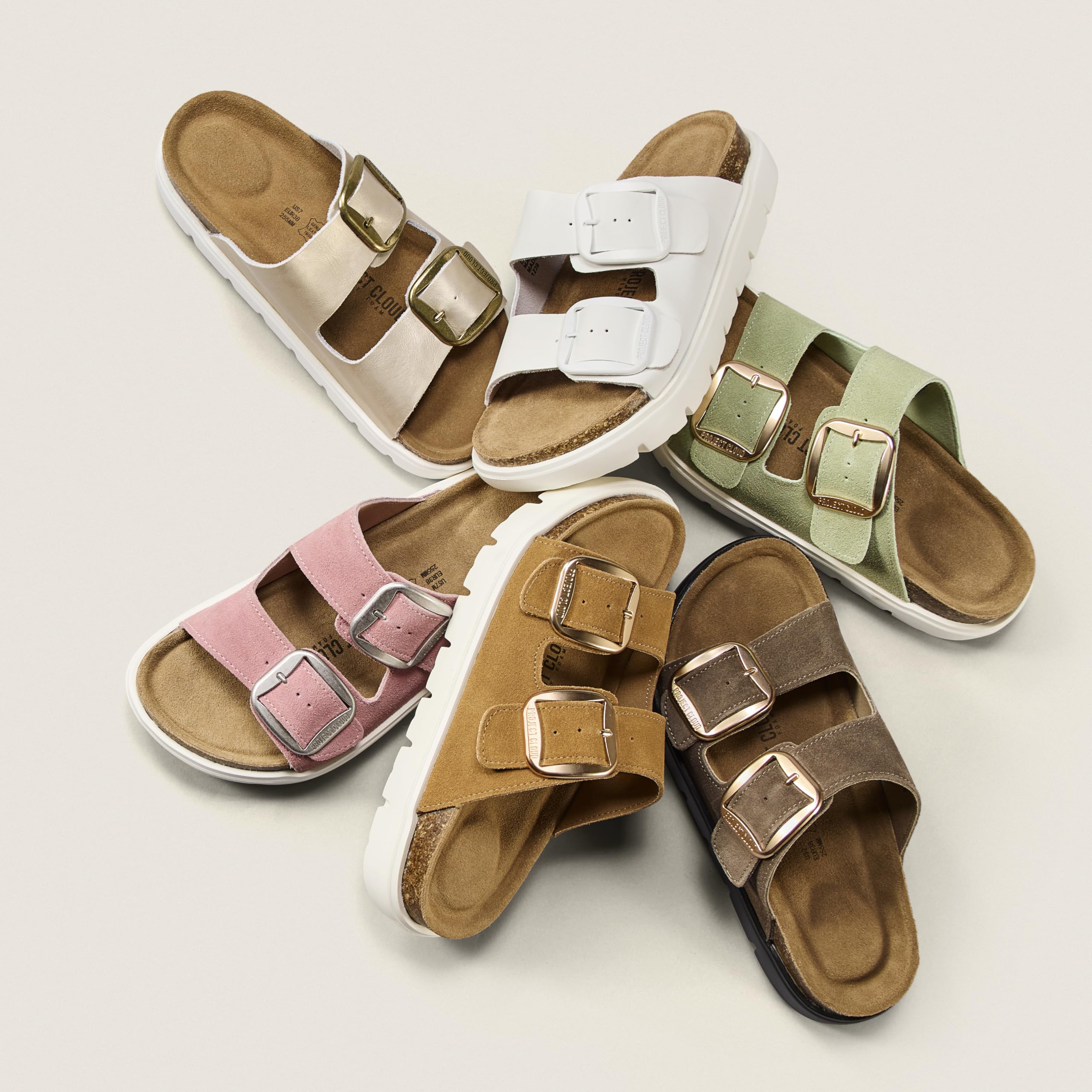 Project Cloud 100% Genuine Leather Platform Sandals Women Footwear - Wedge Chunky Slides for Women 2026 with Memory Foam Insole & Cork Footbed Womens Sandals (GreeceChunky)