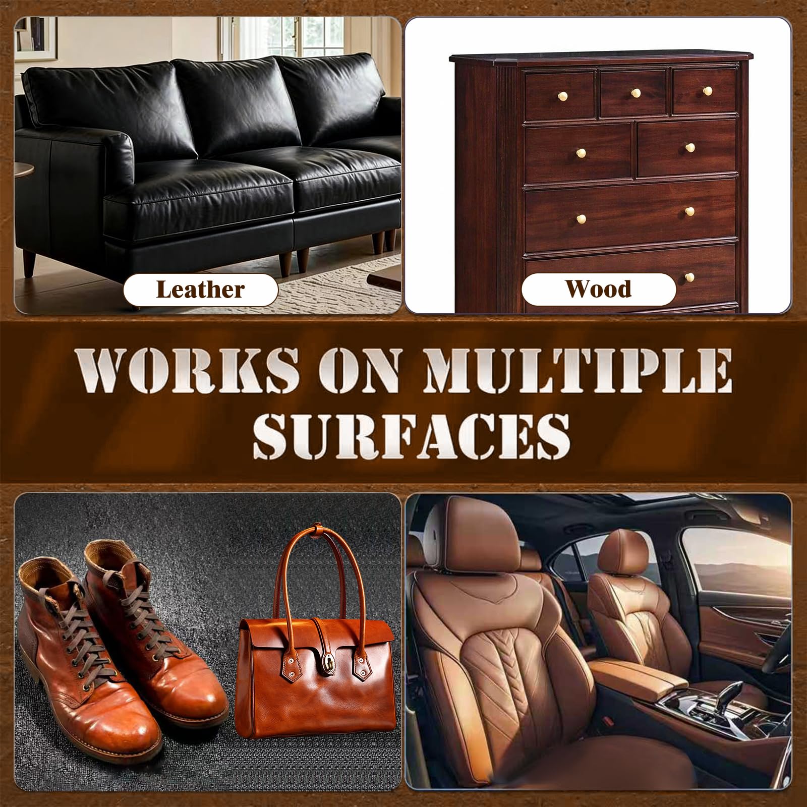 Velluxor® Leather Cleaner and Conditioner, Premium Wooden & Leather Furniture Repair Salve, Polisher & Moisturizer, Restores & Protects for Handbags, Car Seats, Boots, Jackets, Couch & Saddles, 8 oz
