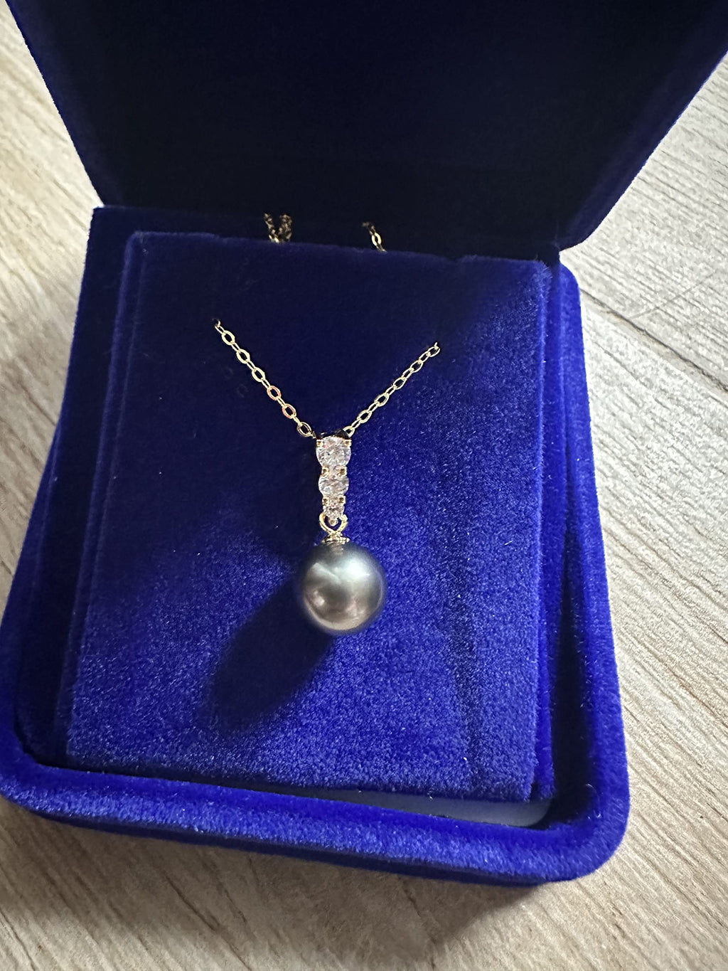 NONNYL Tahitian Black Pearl Necklace, 18K Gold Plated 925 Sterling Silver, for Women - Gifts for Mom, Wife, Anniversary, Mother's Day, Birthday, Christmas, Valentine's Day