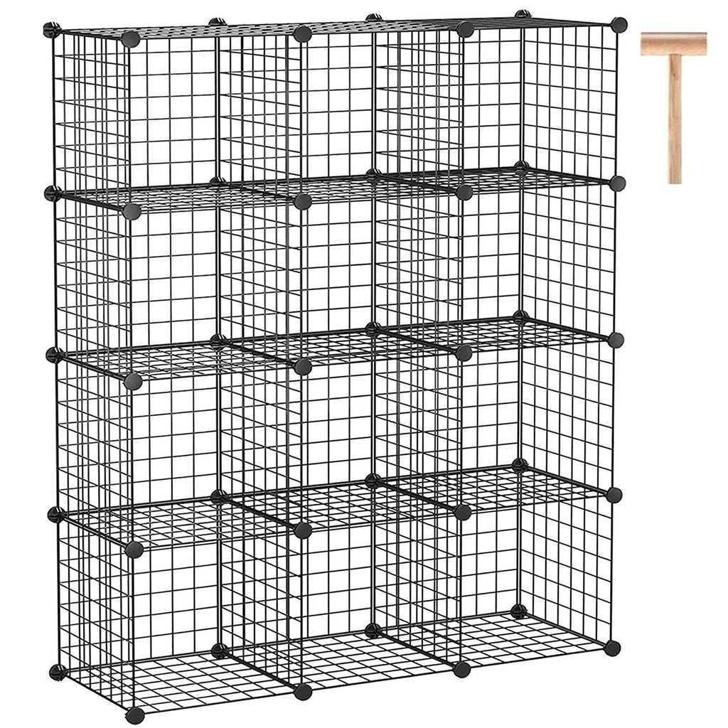 C&AHOME Wire Cube Storage, 12-Cube Storage Organizer Metal, C Grids Storage Bins Shelving, Modular Bookshelf Shelf, Closet Cabinet Ideal for Bedroom, Office 36.6”L x 12.4”W 48.4”H Black