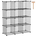 C&AHOME Wire Cube Storage, 12-Cube Storage Organizer Metal, C Grids Storage Bins Shelving, Modular Bookshelf Shelf, Closet Cabinet Ideal for Bedroom, Office 36.6”L x 12.4”W 48.4”H Black