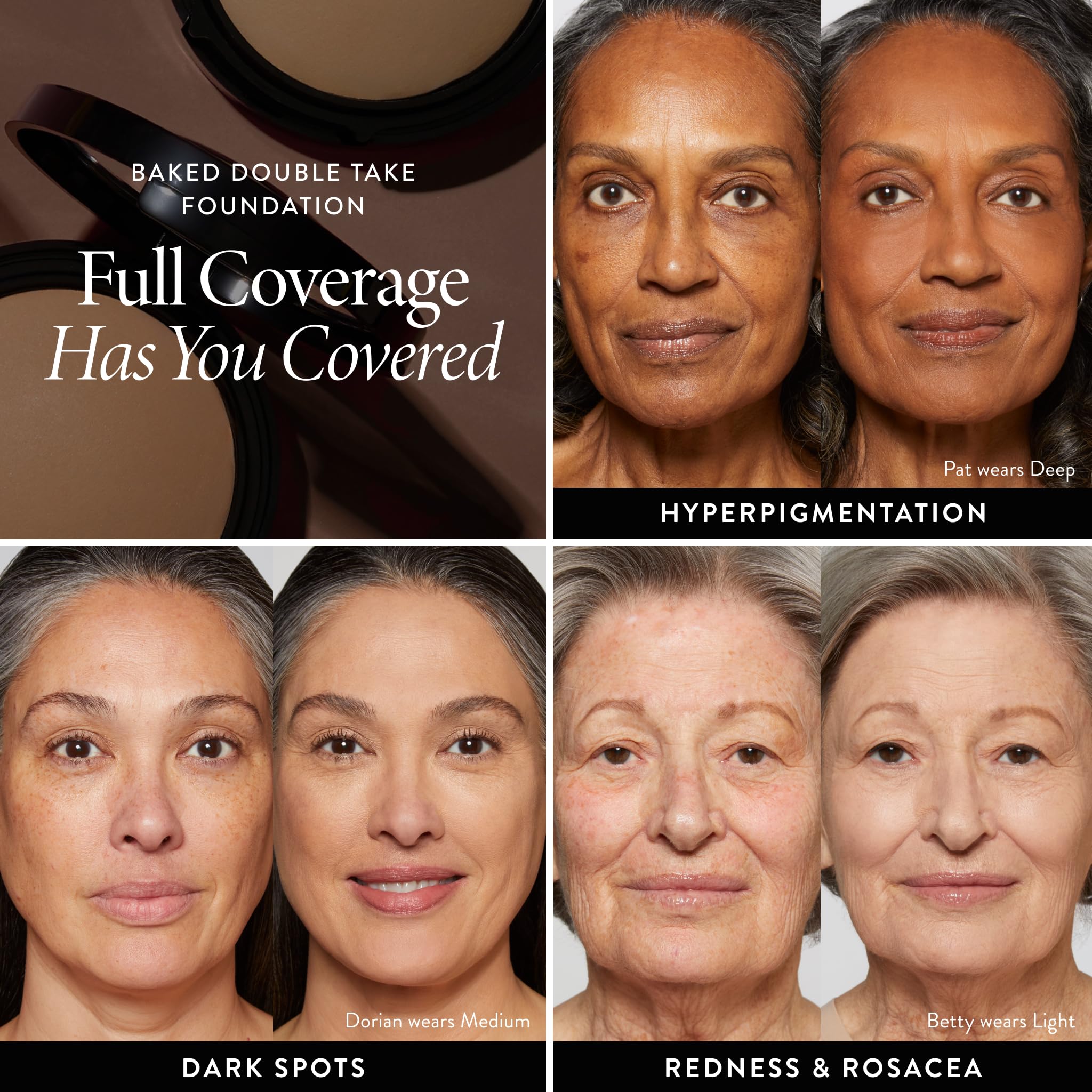 LAURA GELLER NEW YORK Baked Double Take Powder Foundation - Porcelain - Buildable Medium to Full Coverage - Matte Finish
