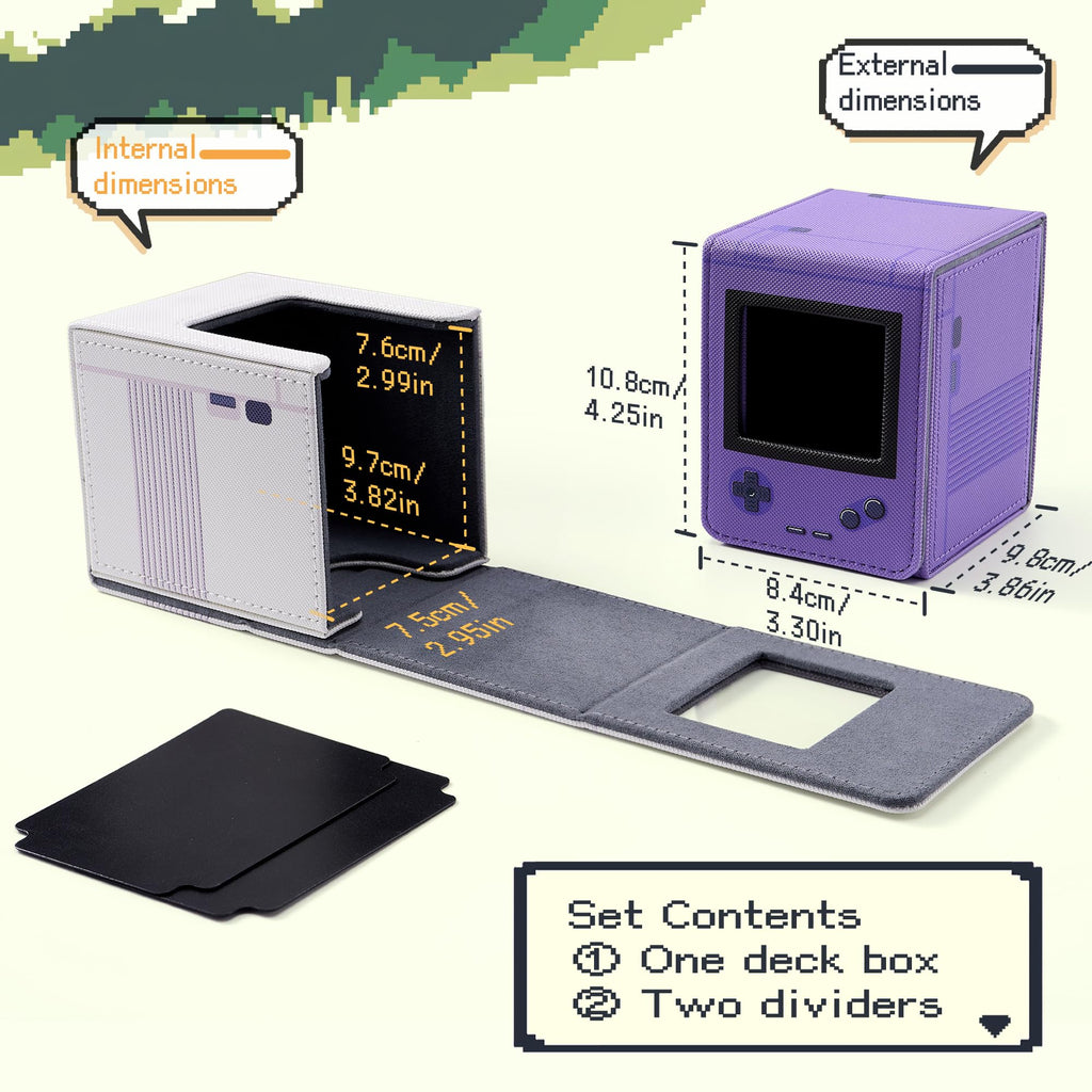 Retro Gaming Console Appearance MTG Deck Box with Commander Display, Card Deck Case Fit 120 Single Sleeved Cards, PU Leather Magnetic Card Storage Box with 2 Dividers, Compatible with TCG/PTCG (Pink)