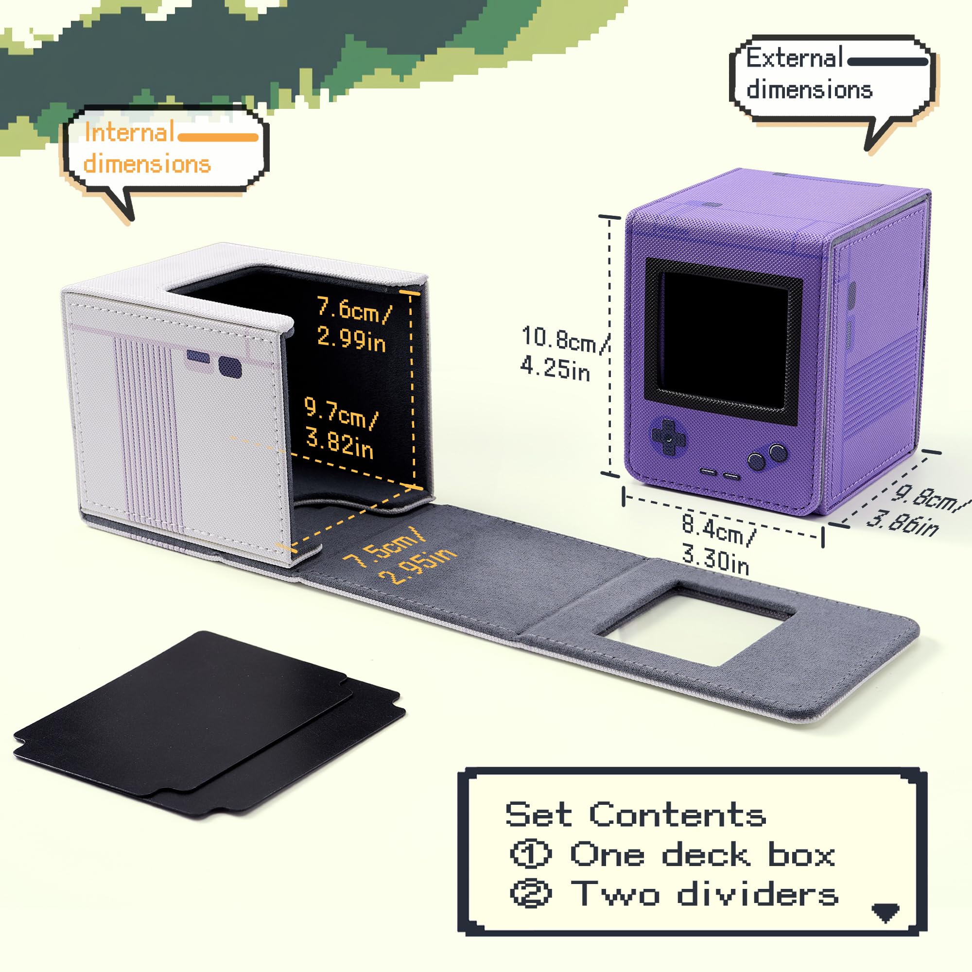 Retro Gaming Console Appearance MTG Deck Box with Commander Display, Card Deck Case Fit 120 Single Sleeved Cards, PU Leather Magnetic Card Storage Box with 2 Dividers, Compatible with TCG/PTCG (Pink)