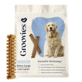 Groovies Gentle & Flexible Senior Dog Dental Chews, Contact-Cleaning Design Supporting Tartar Control & Fresh Breath, Oral Care Treats, USA Manufactured, Patented DentalFit Tech, XLarge Dogs, 4 Chews