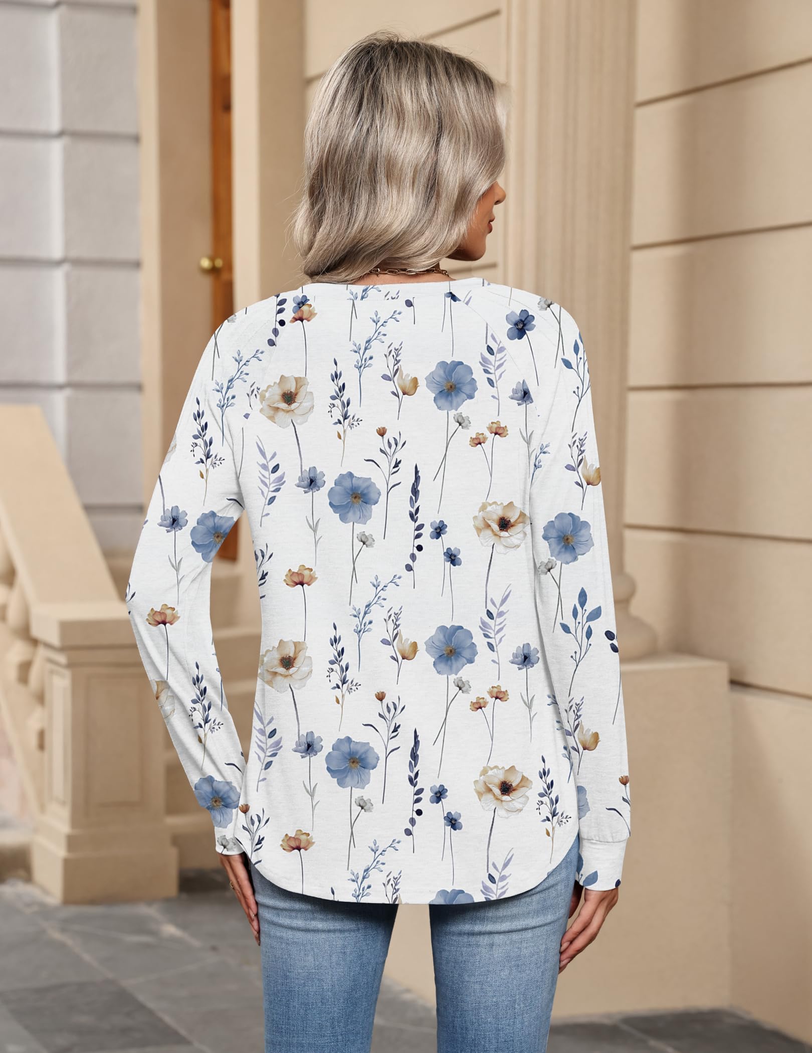 Zeagoo Shirts for Women Tops Long Sleeve V Neck Pleated Fall Casual T Shirts Boho Tunic Fall Winter Trendy Clothes