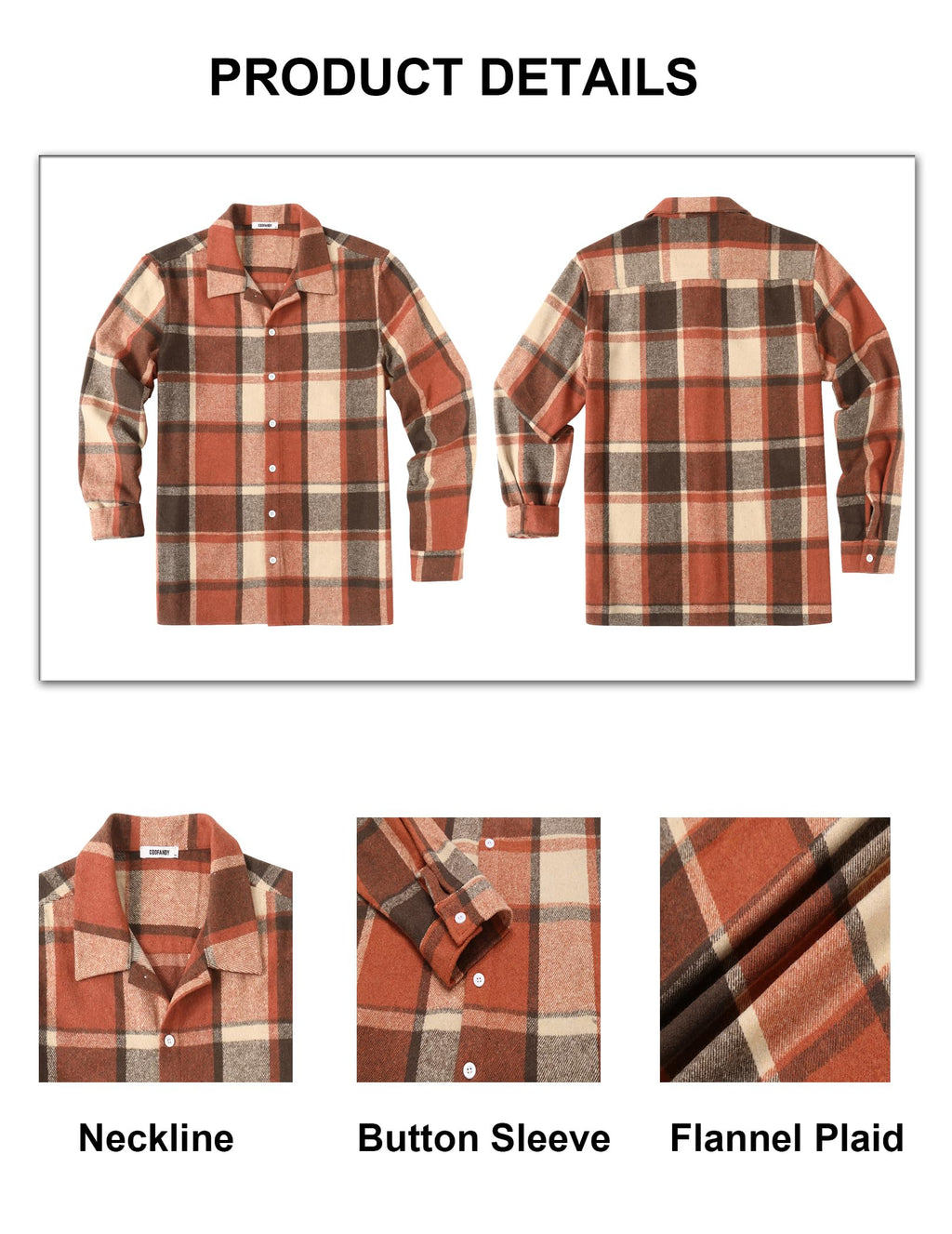 COOFANDY Men's Flannel Shirts Casual Button Down Plaid Shirt Jacket Long Sleeve Fleece Shacket