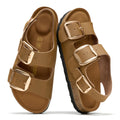 Project Cloud 100% Genuine Leather Beach Sandals for Women 2026 with Lightweight & Comfortable Slides for Women - Non Slip with Memory Foam Slingback Womens Sandals 2026 (Garda, Tan Rosegold,10M)