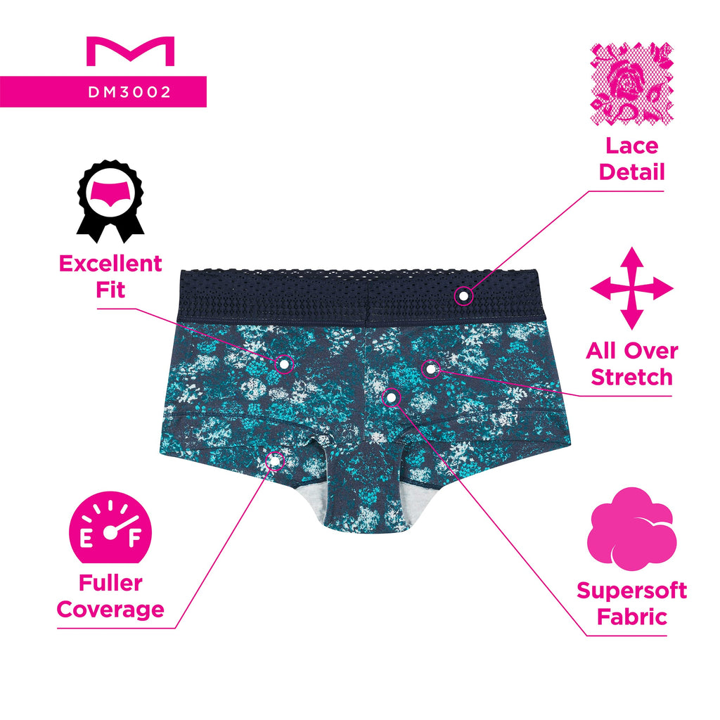 Maidenform Women's Underwear Boy Shorts Pack, 3-Pack, Stretch Cotton Underwear Women Pack, Comfy Boy short Panties for Women