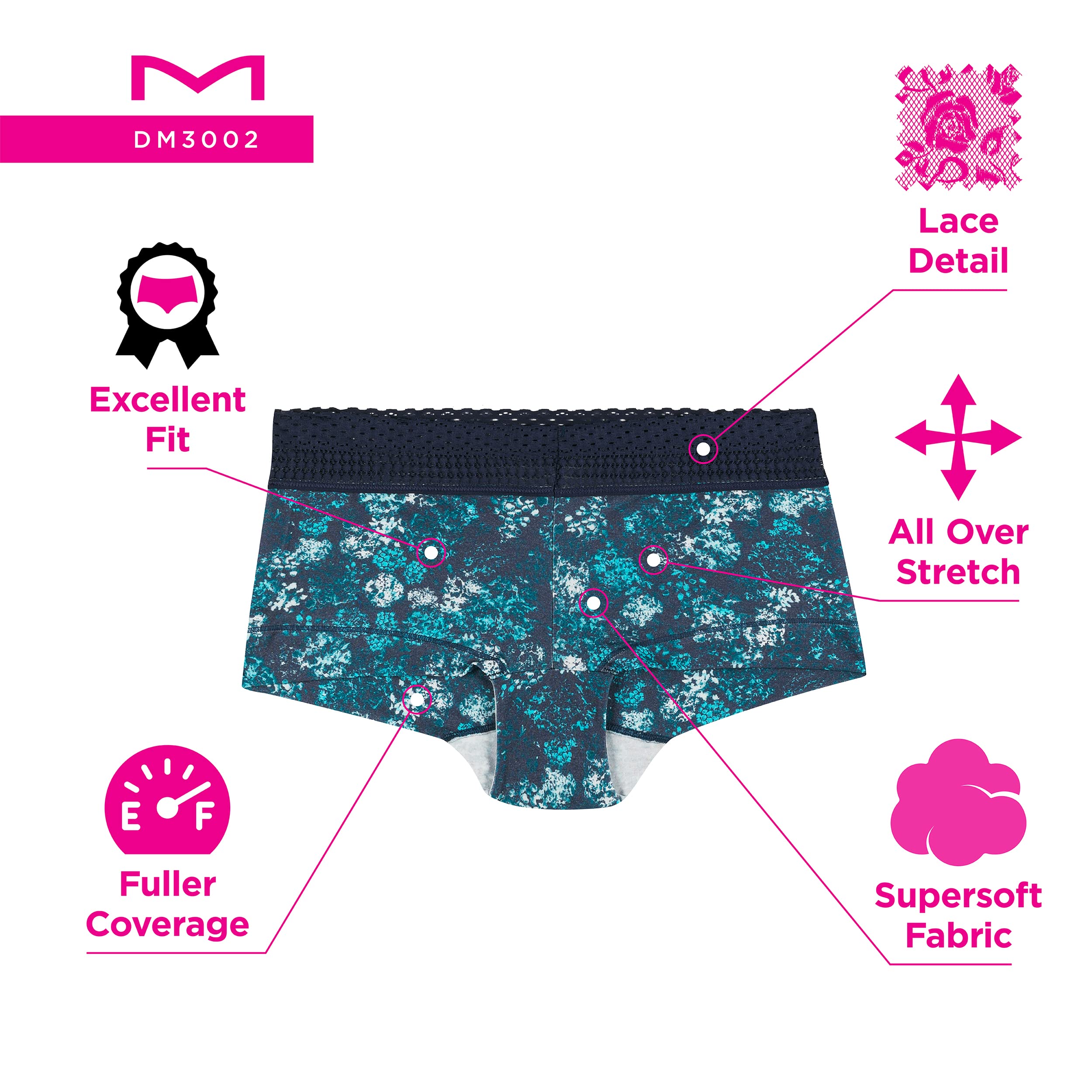 Maidenform Women's Underwear Boy Shorts Pack, 3-Pack, Stretch Cotton Underwear Women Pack, Comfy Boy short Panties for Women
