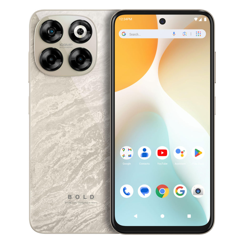 BLU Bold K30 | 2025 | All-Day Battery | Unlocked | 6.7” HD+ Infinity Dot Display | 256/6GB | Triple 108MP Camera | US Version | US Warranty | (Silver)