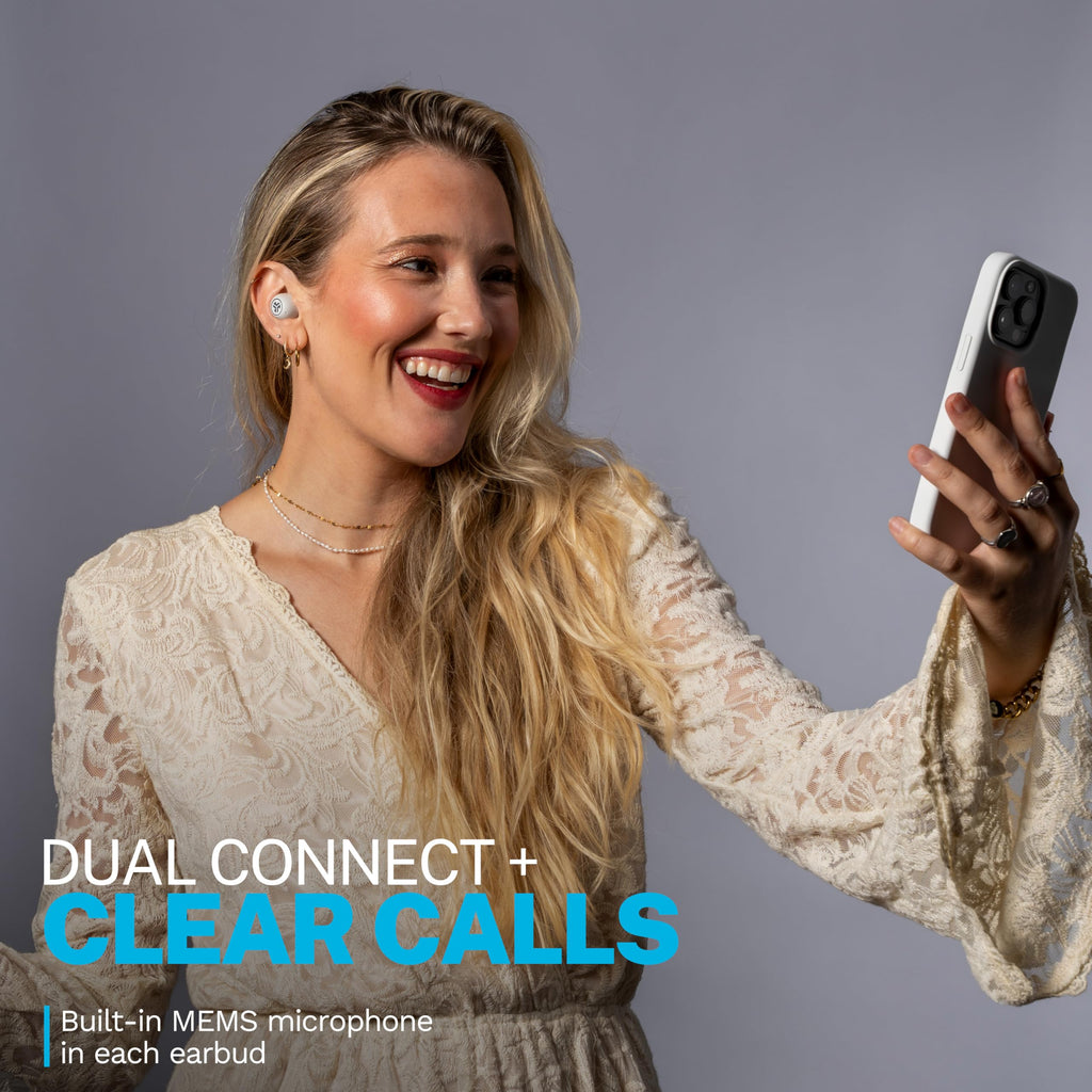 JLab Go Pop ANC True Wireless Earbuds & Charging Case, Cloud White, Active Noise Cancelling, 10mm Drivers, Dual Connect, Customize Your Sound with App, Be Aware Mode, Compact Fit, MEMS Microphone