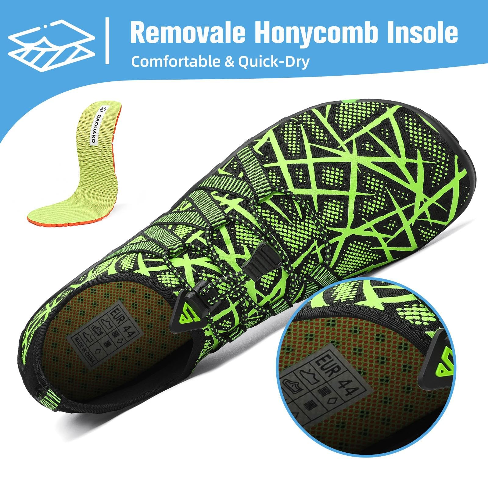 Mishansha Water Shoes for Women Men, Quick-Dry Barefoot Swim Shoes with Drainage Holes, Lightweight Aqua Shoe for Beach Pool River Boating Yoga Walking 9.5 Women/8 Men Shamrock Green