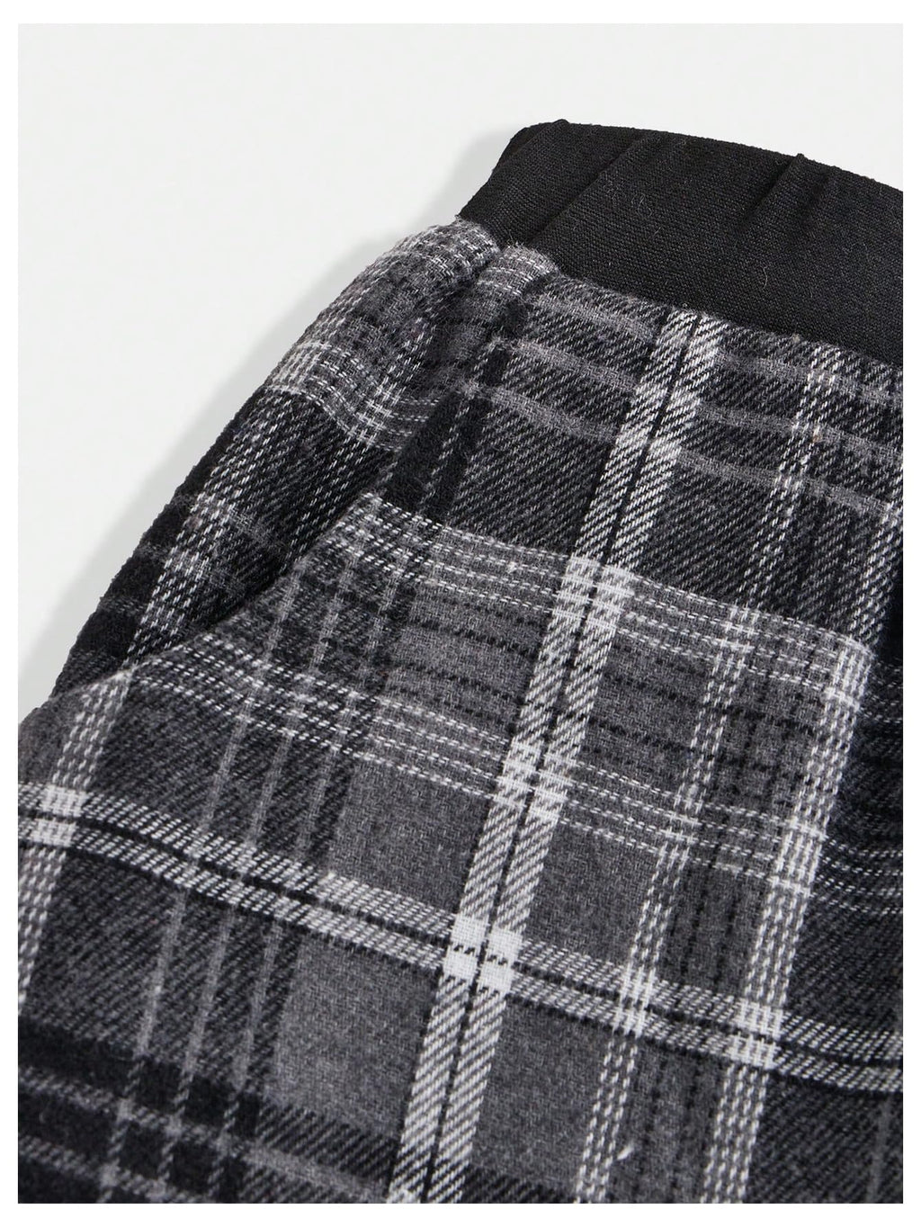 WDIRARA Girl's Plaid Elastic Waist Pants Wide Leg Long Baggy Pants with Pockets Dark Grey 9Y
