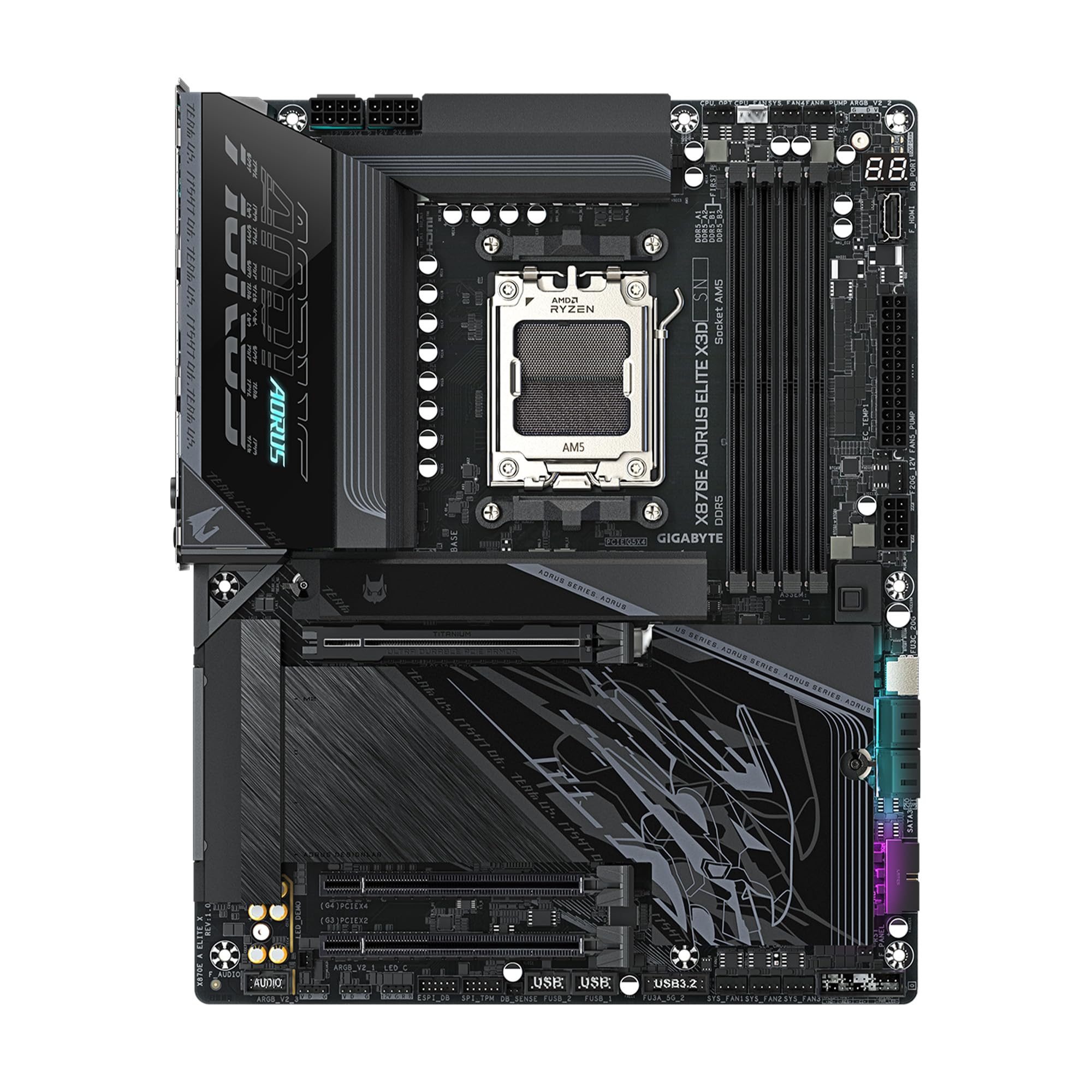 GIGABYTE X870E AORUS Elite X3D AMD AM5 LGA 1718 ATX Motherboard, Supports AMD Ryzen 9000/8000/7000 Series Processors, DDR5, 16+2+2 Power Phase, 4X M.2, PCIe 5.0, WiFi 7, 5 GbE, 5-Year Warranty