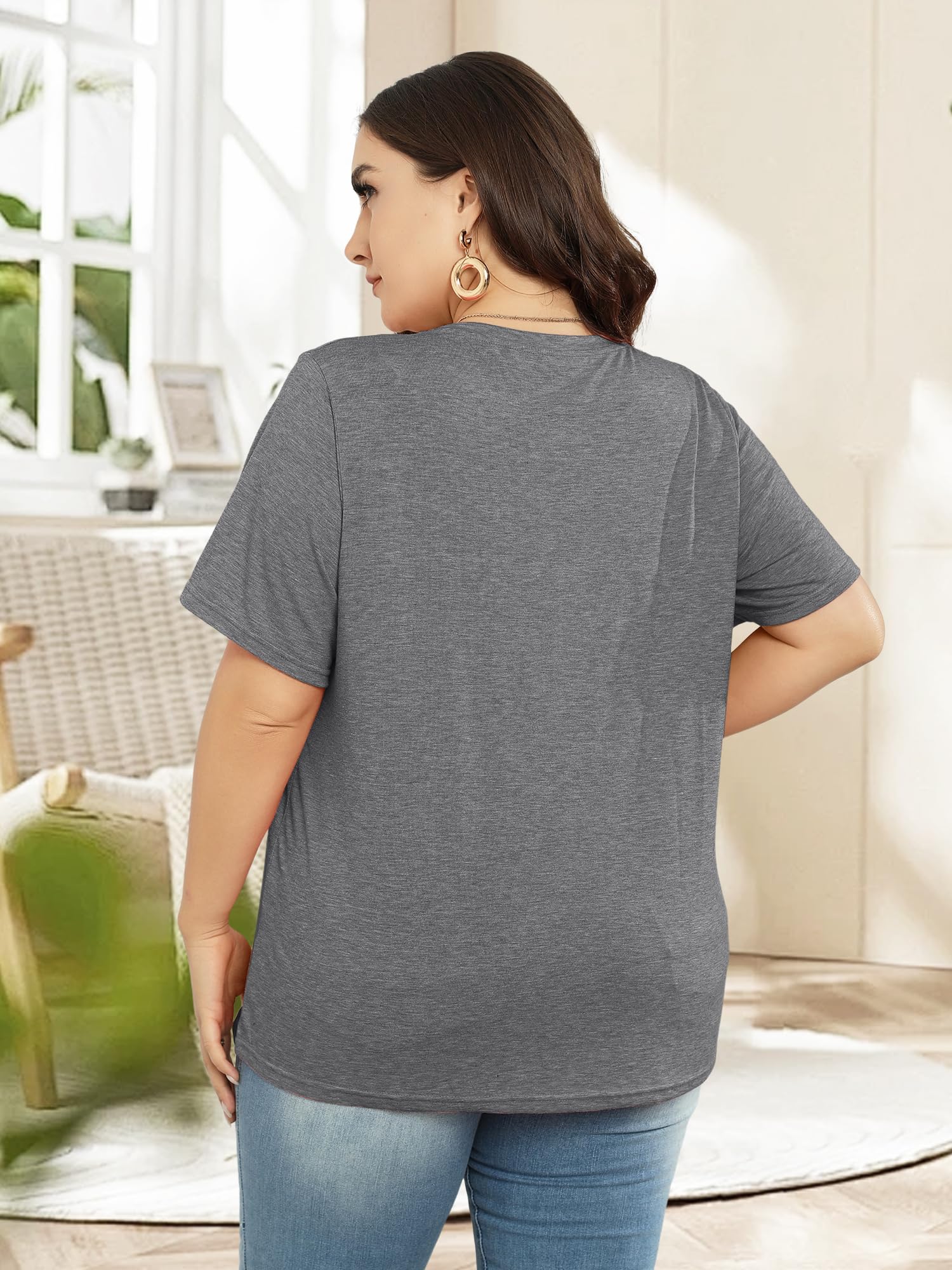 Womens Plus Size Top Oversized Tshirts Graphic Short Sleeve Summer Tops