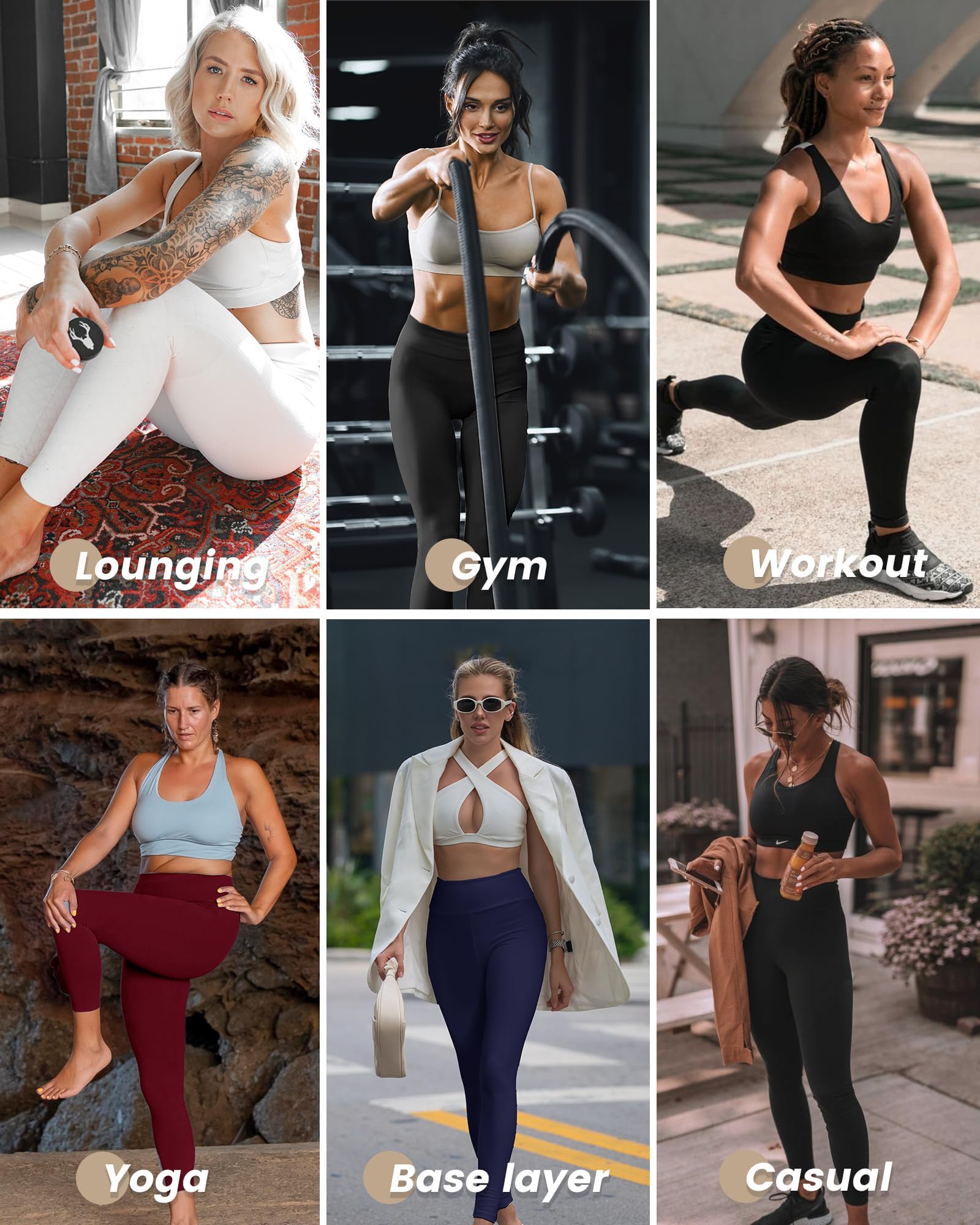 4 Pack Leggings for Women - High Waisted Tummy Control Soft No See-Through Black Yoga Pants for Athletic Workout