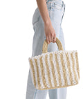 vineyard vines Straw Striped Tote, White Cap, OS